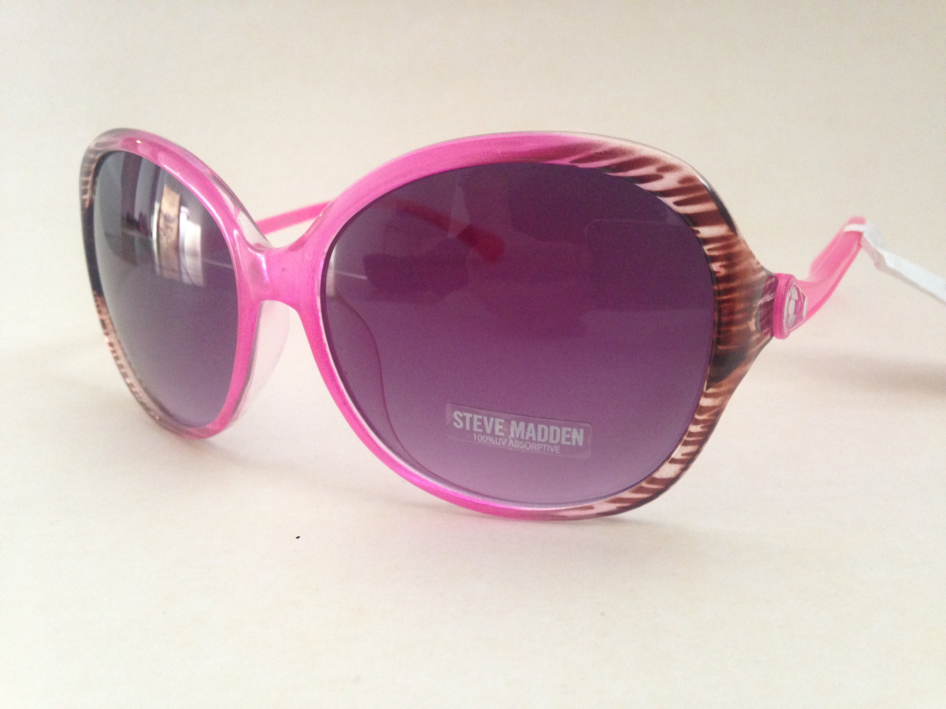 Steve Madden Large Designer Sunglasses Pink Wood Purple  display picture 2
