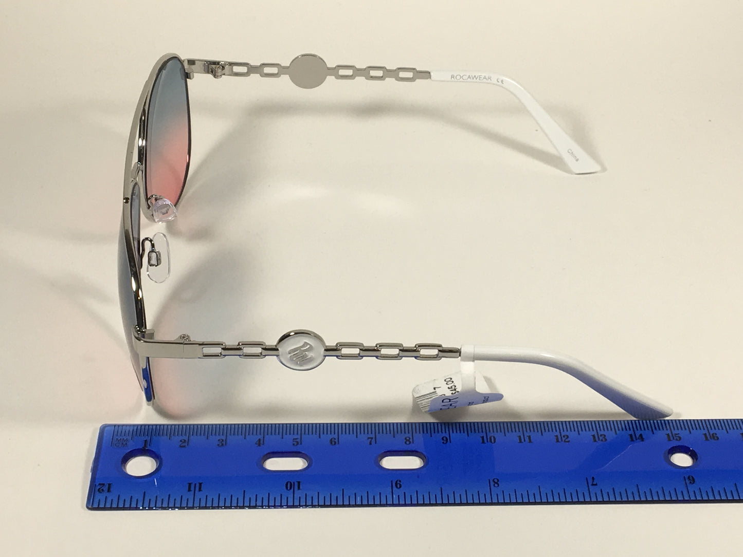 Rocawear Aviator Pilot Sunglasses Blue Pink Lens Silver White R3297 SLVWH - Sunglasses