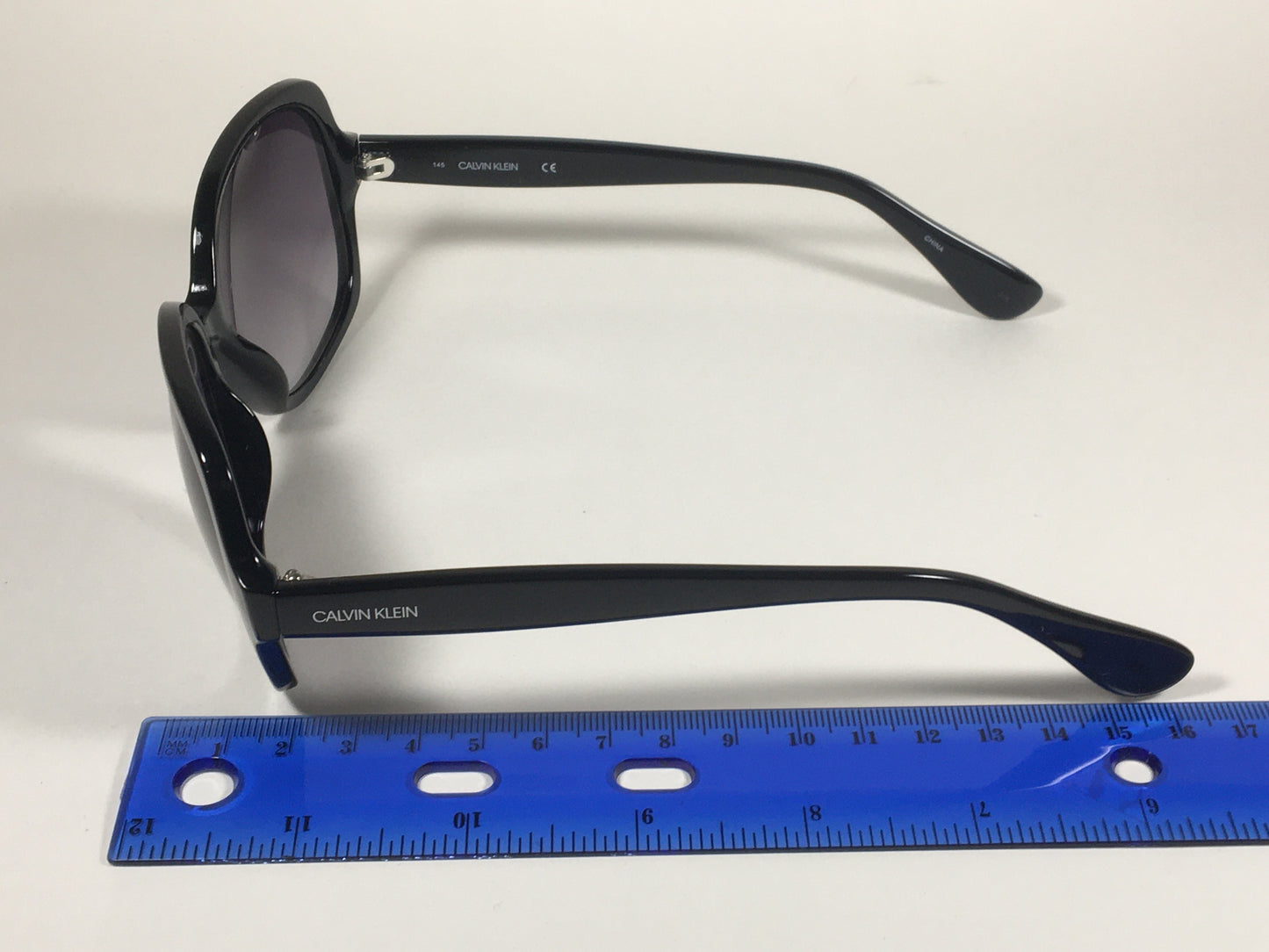 Calvin Klein Oversize Sunglasses CK19538S 001 Black Gloss Frame Smoke Gradient Lens - Sunglasses