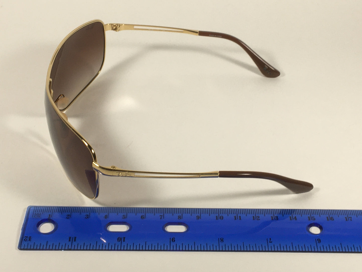 Ray-Ban RB3466 001/13 Shield Sunglasses Gold Metal Frame Brown Gradient Lens - Sunglasses