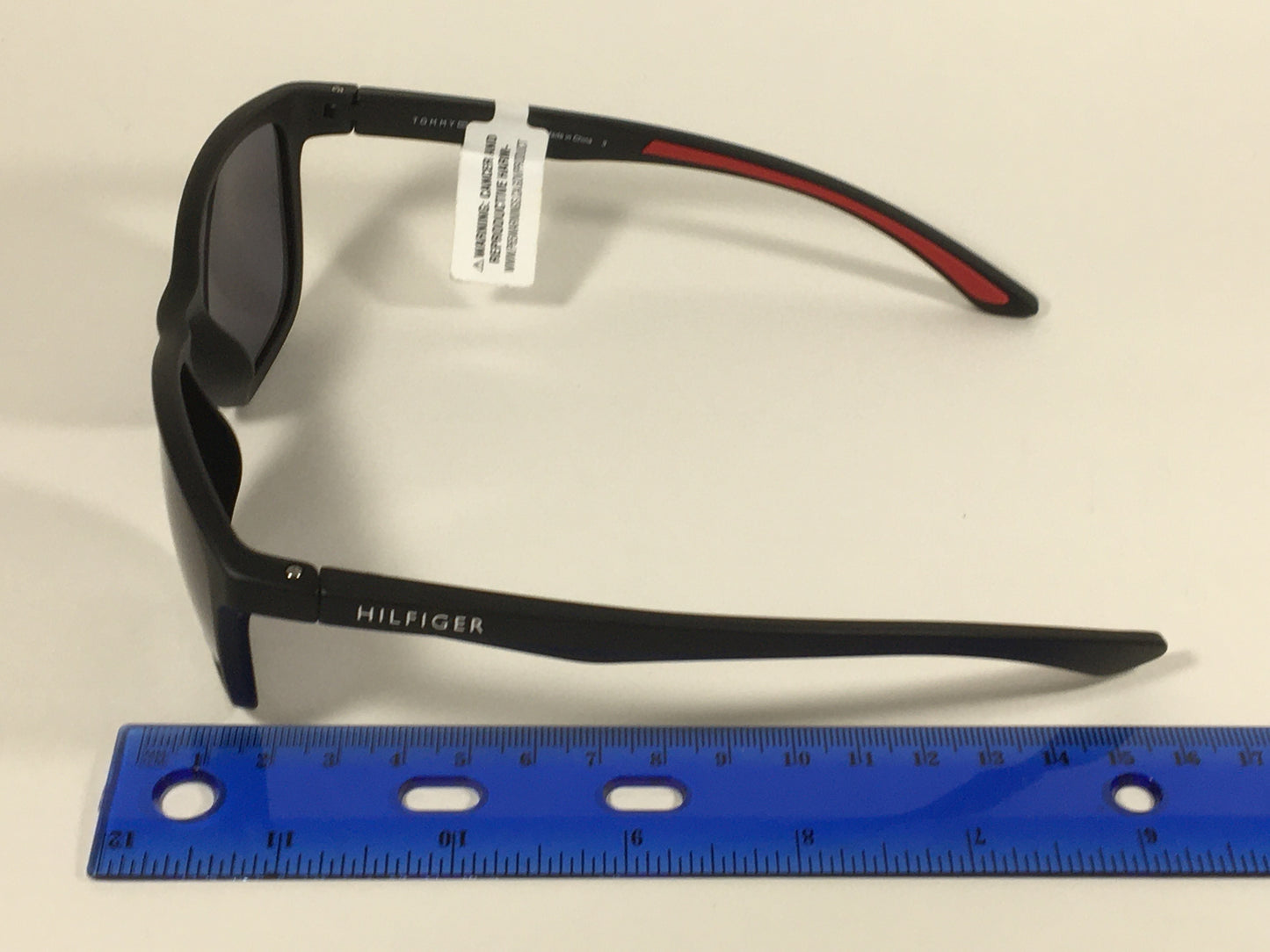 Tommy Hilfiger Duke Sport Sunglasses Matte Black Red Stripe Gray Lens Duke MP OM481 - Sunglasses