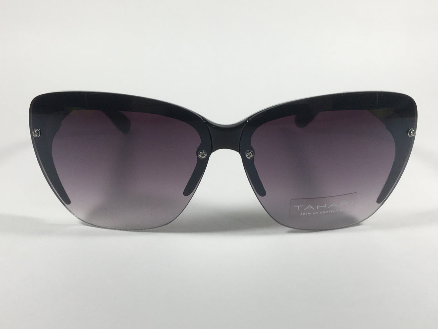 Tahari Shield Cat Eye Sunglasses Black Frame Smoke Gray Gradient Lens TH705 OX - Sunglasses