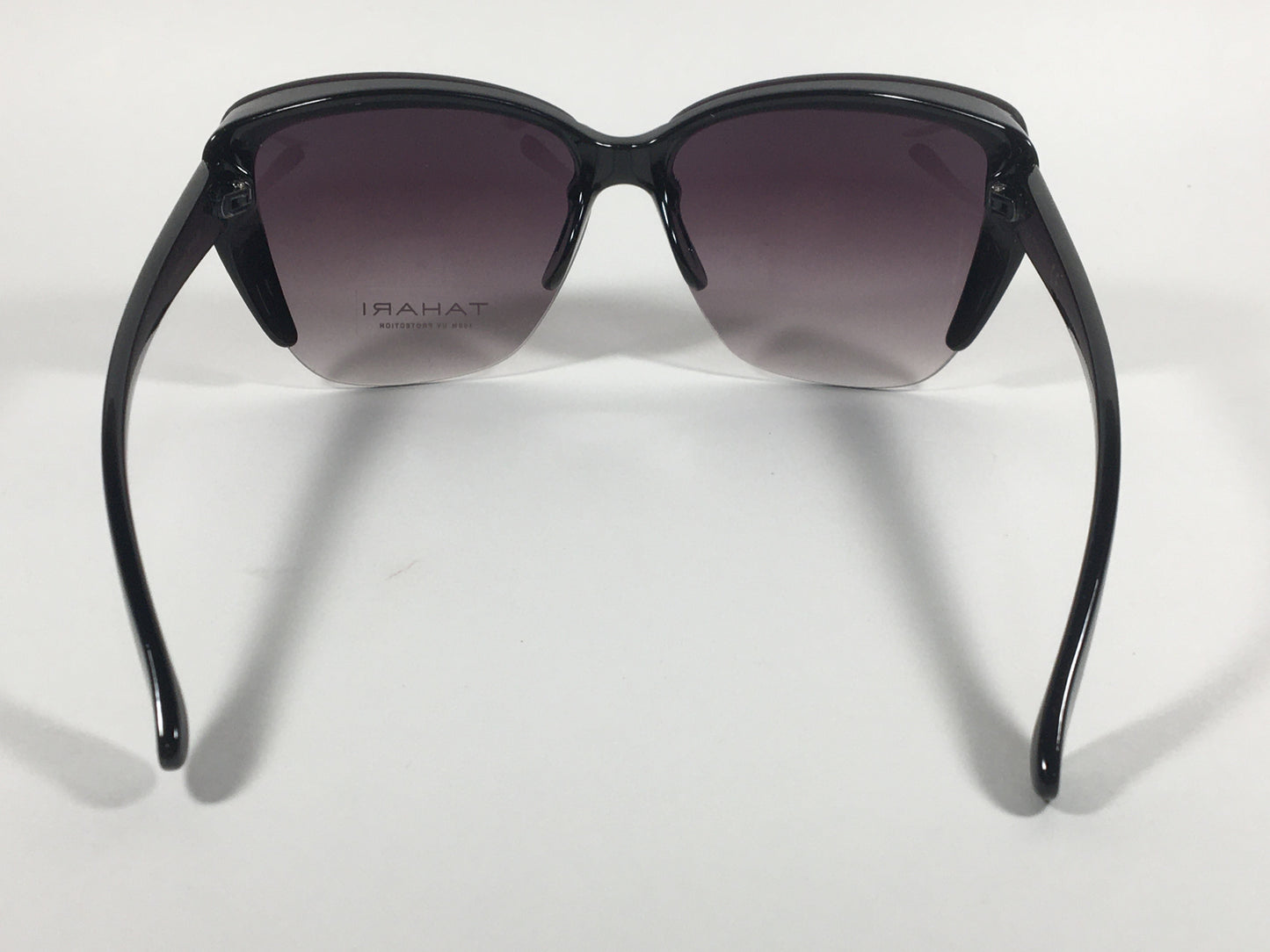Tahari Shield Cat Eye Sunglasses Black Frame Smoke Gray Gradient Lens TH705 OX - Sunglasses