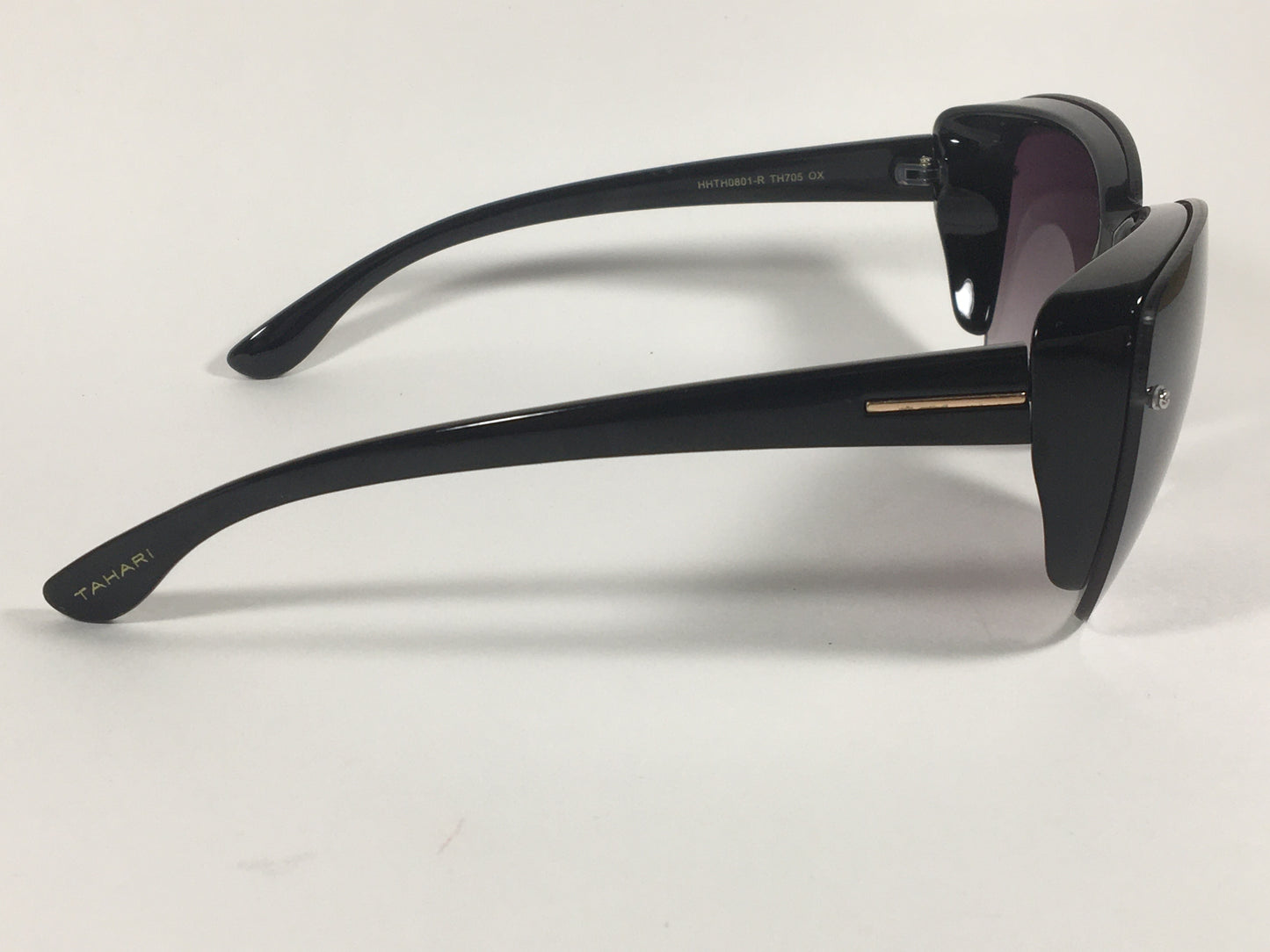 Tahari Shield Cat Eye Sunglasses Black Frame Smoke Gray Gradient Lens TH705 OX - Sunglasses