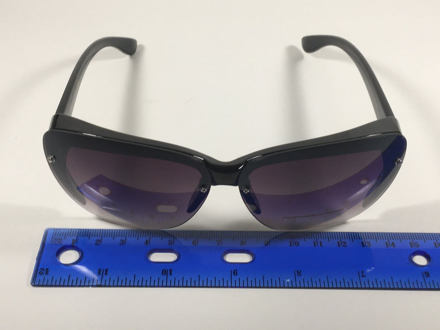 Tahari Shield Cat Eye Sunglasses Black Frame Smoke Gray Gradient Lens TH705 OX - Sunglasses