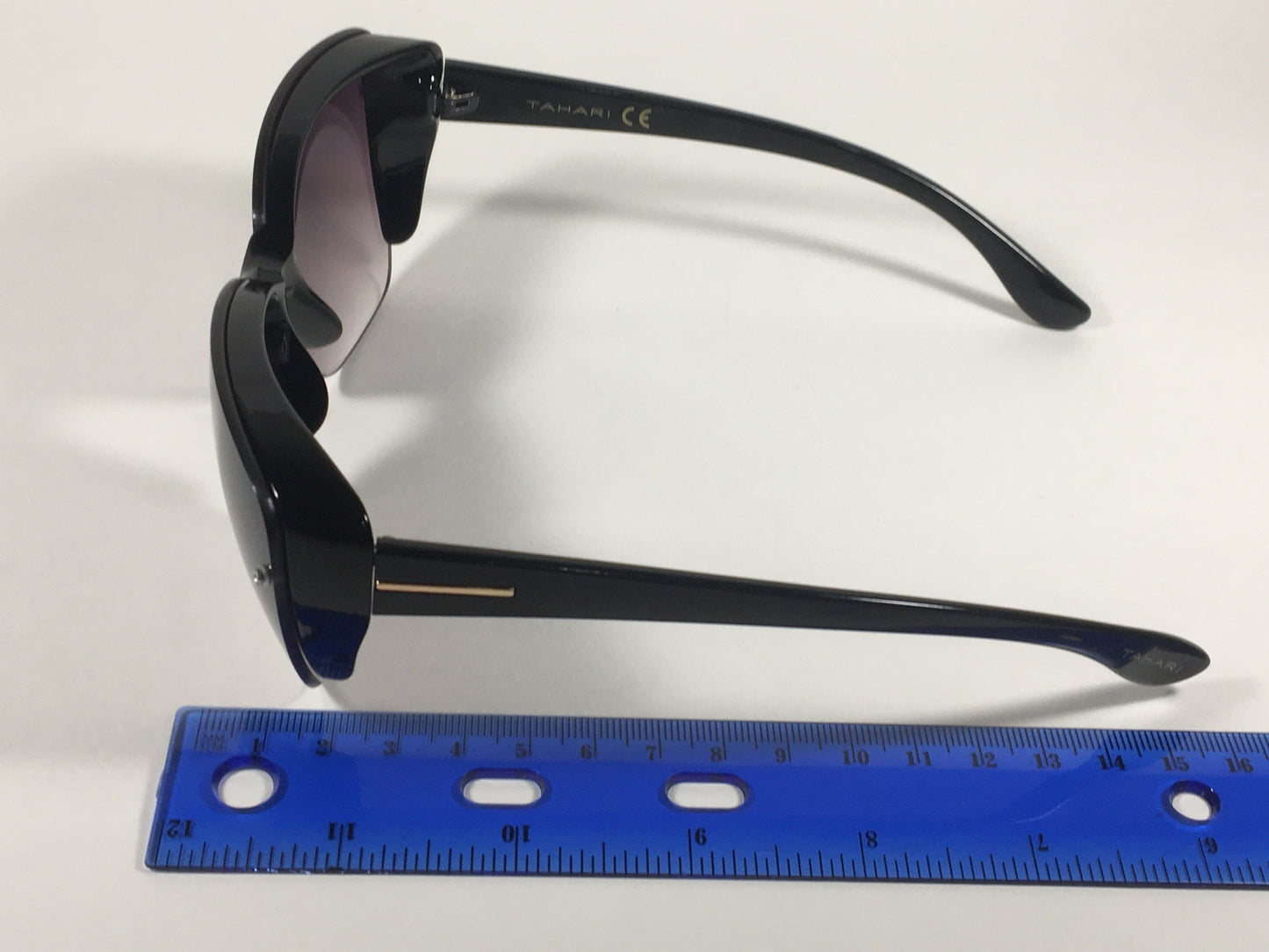 Tahari Shield Cat Eye Sunglasses Black Frame Smoke Gray Gradient Lens TH705 OX - Sunglasses