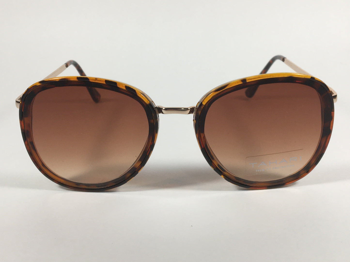 Tahari Rounded Aviator Sunglasses Brown Tortoise And Gold Frame Brown Gradient Lens TH734 TSGLD - Sunglasses