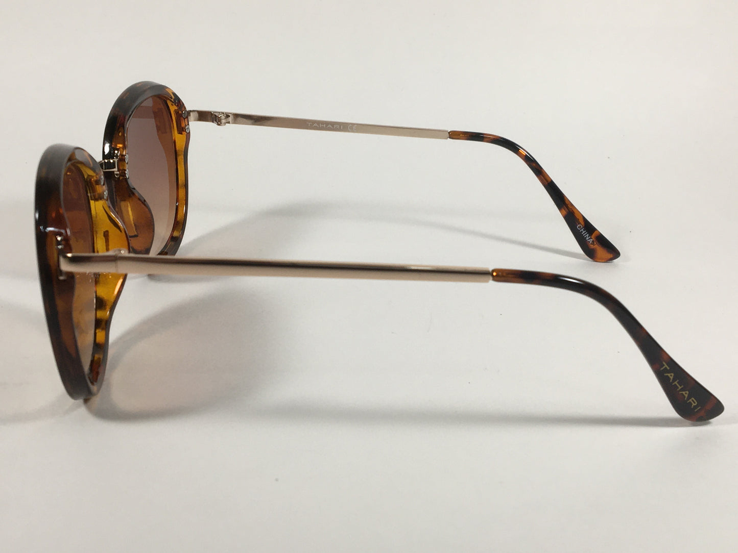 Tahari Rounded Aviator Sunglasses Brown Tortoise And Gold Frame Brown Gradient Lens TH734 TSGLD - Sunglasses