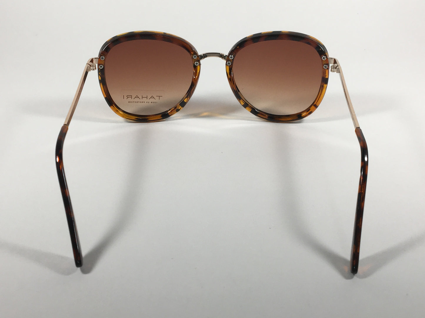 Tahari Rounded Aviator Sunglasses Brown Tortoise And Gold Frame Brown Gradient Lens TH734 TSGLD - Sunglasses