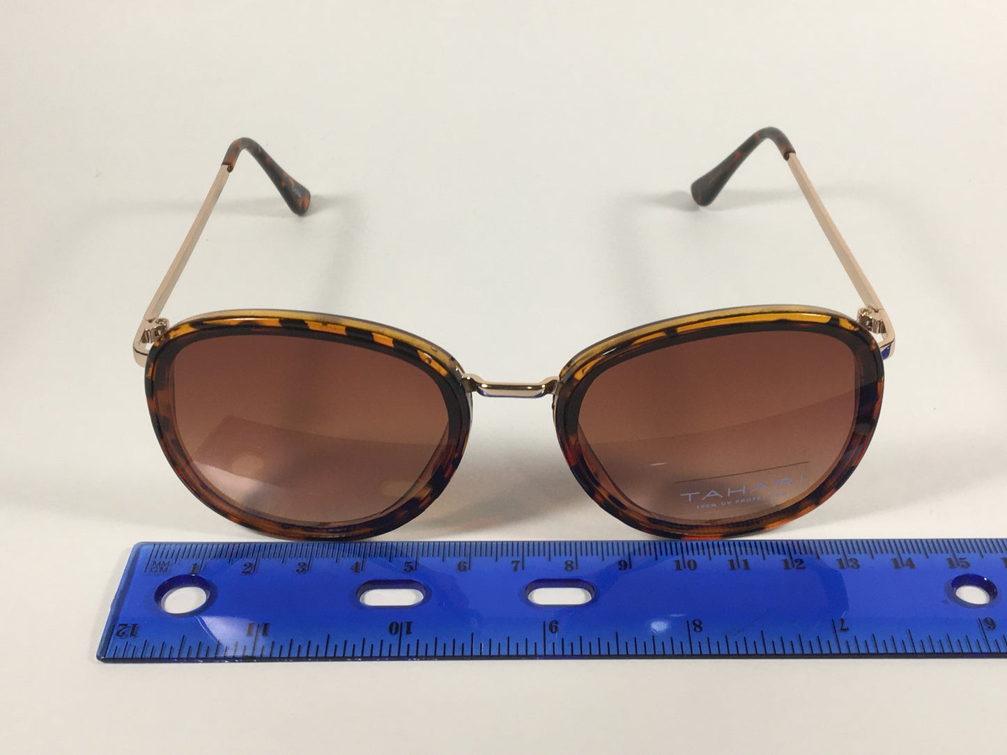 Tahari Rounded Aviator Sunglasses Brown Tortoise And Gold Frame Brown Gradient Lens TH734 TSGLD - Sunglasses