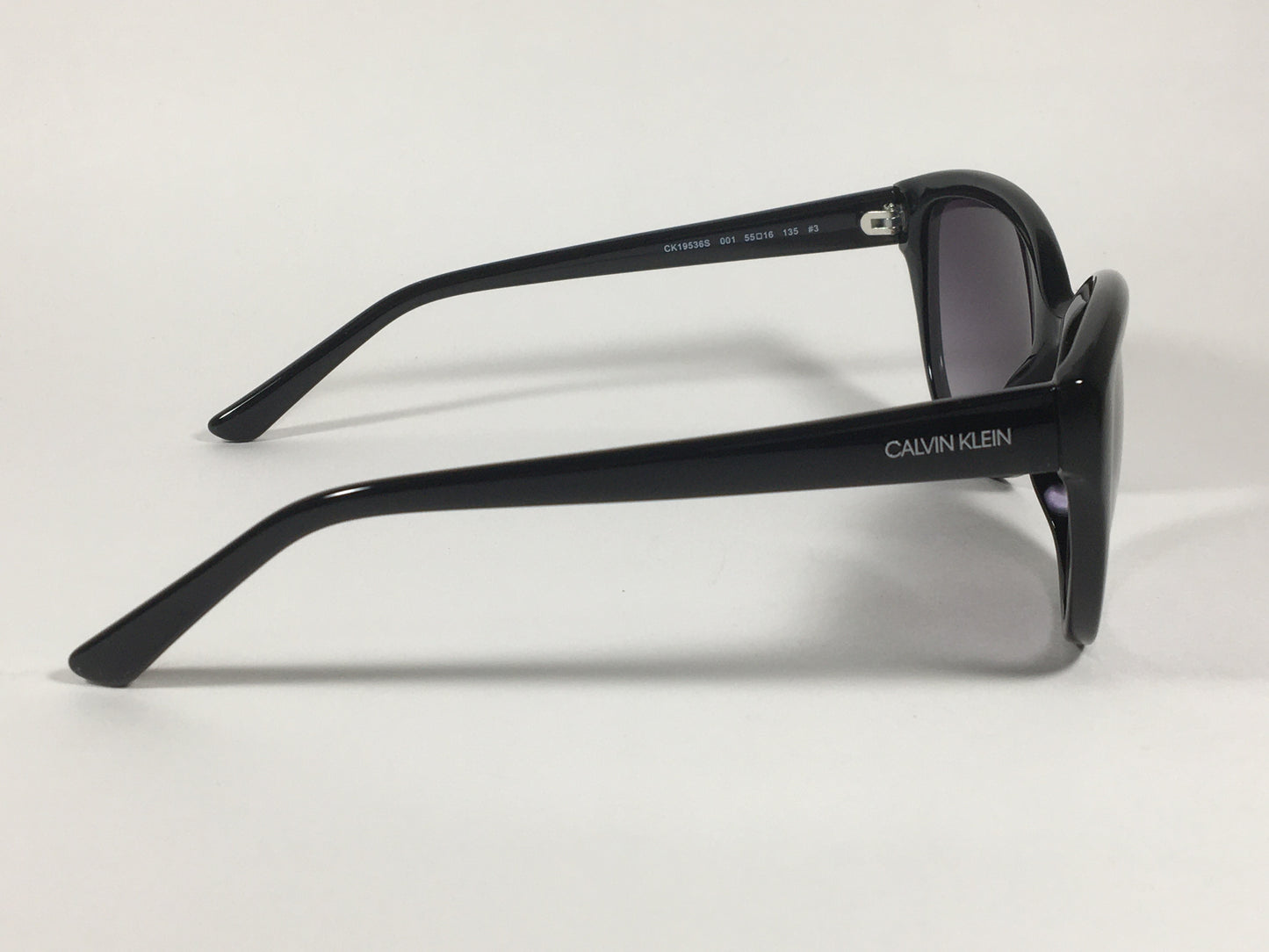 Calvin Klein Cat Eye Sunglasses CK19536S 001 Black Gloss Smoke Gradient Lens - Sunglasses