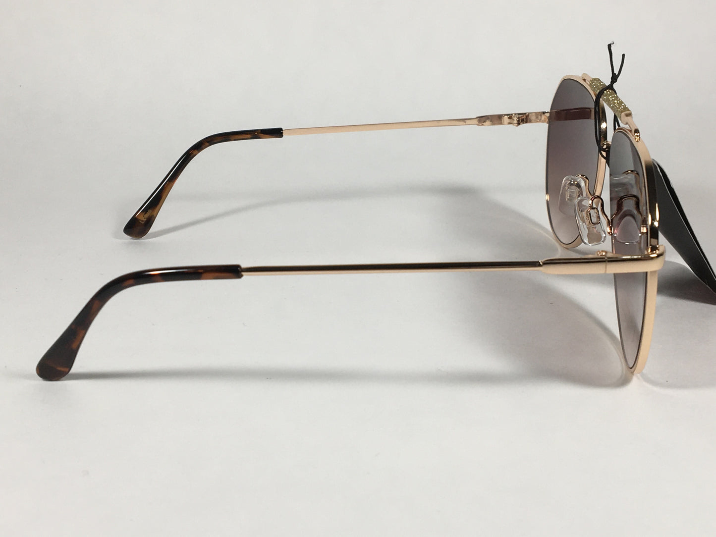 JL By Judith Leiber Lotus Aviator Sunglasses Gold Brown Frame Gold Bar Brown Gradient Lens - Sunglasses