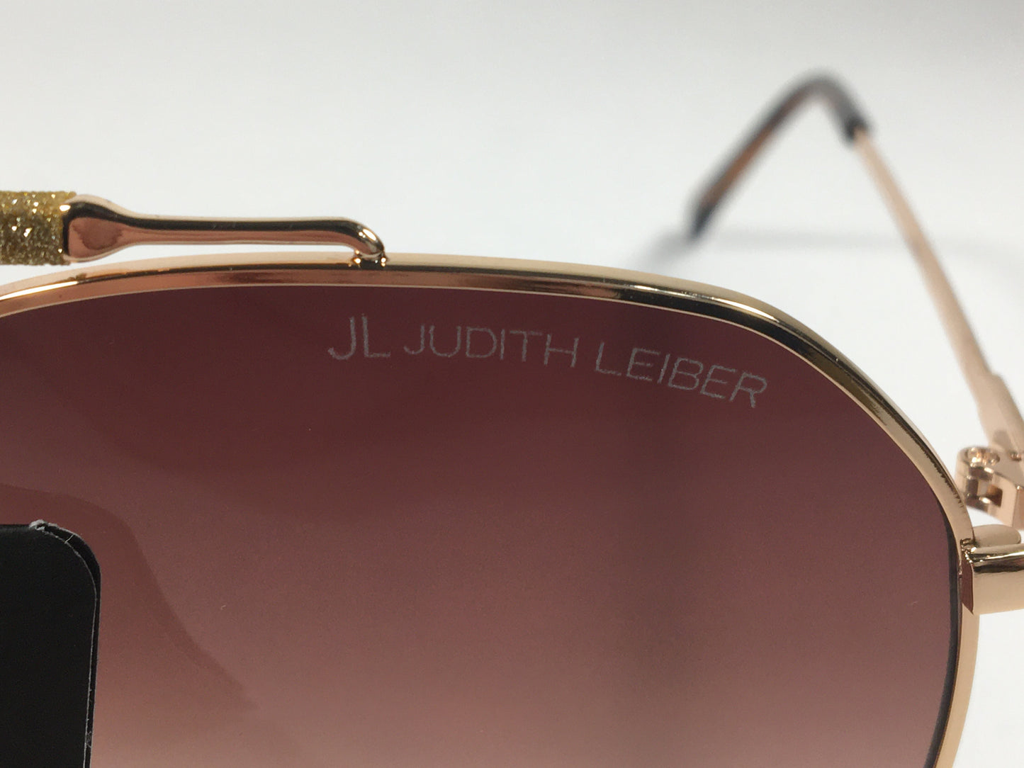 JL By Judith Leiber Lotus Aviator Sunglasses Gold Brown Frame Gold Bar Brown Gradient Lens - Sunglasses