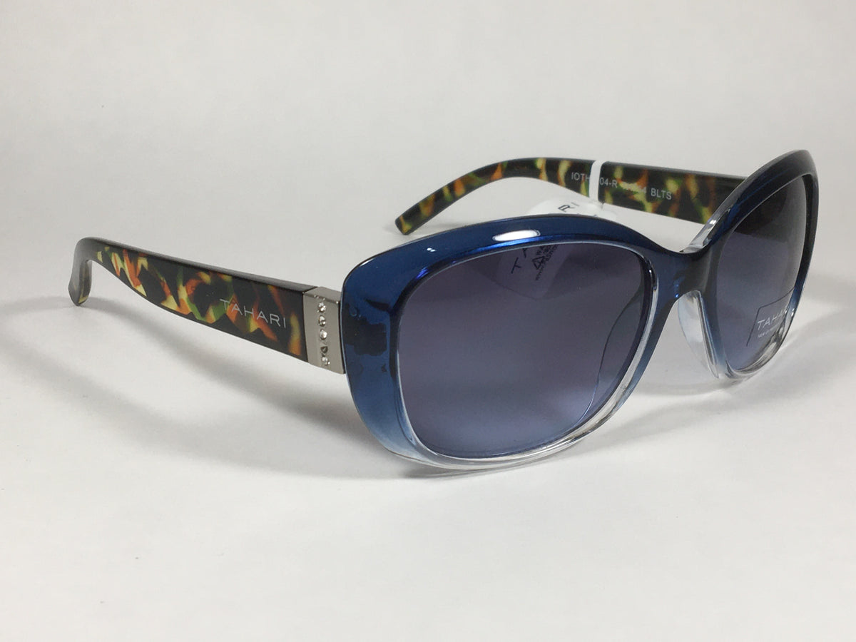 Tahari Oversize Square Sunglasses Blue Tortoise Blue Gradient Lens TH857 Blts
