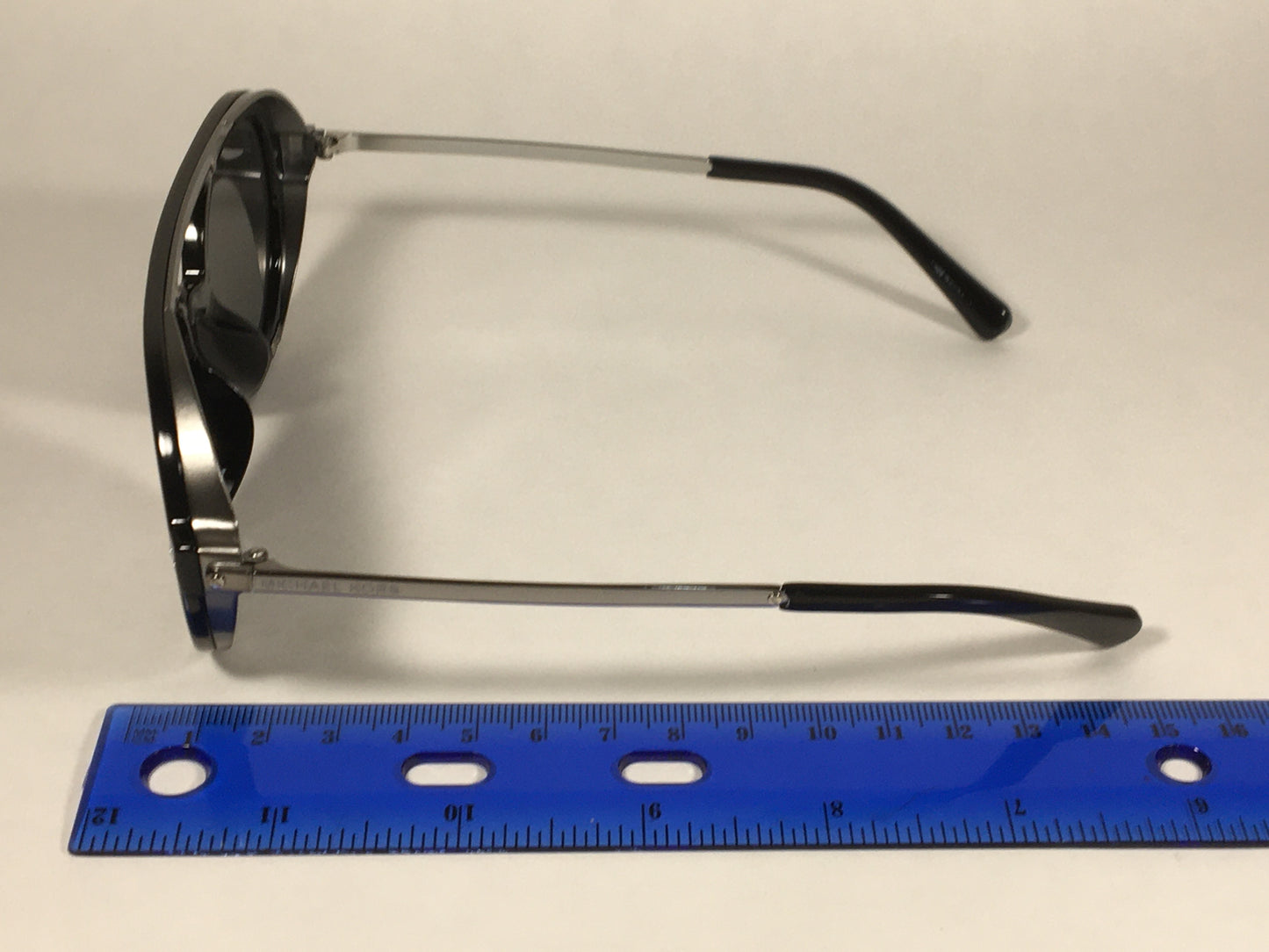 Michael Kors Vail Round Aviator Sunglasses Shiny Black Frame Gray Lens - Sunglasses