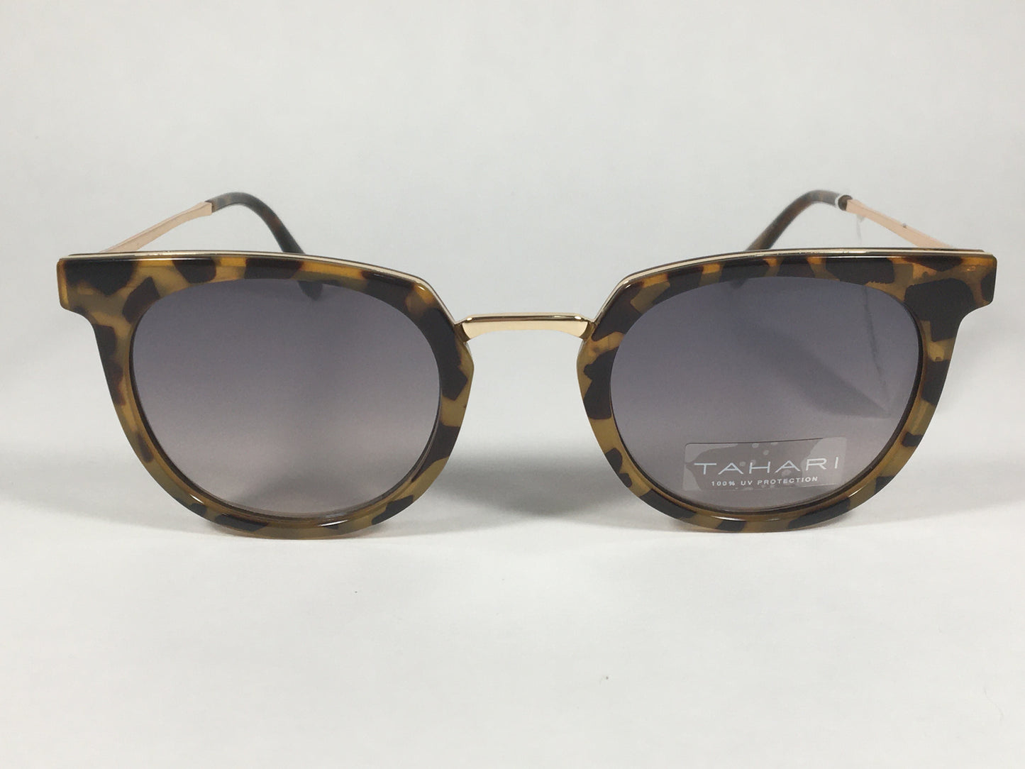 Tahari Round Sunglasses Brown Tortoise Gold Frame Gray Gradient Lens TH713 TS - Sunglasses