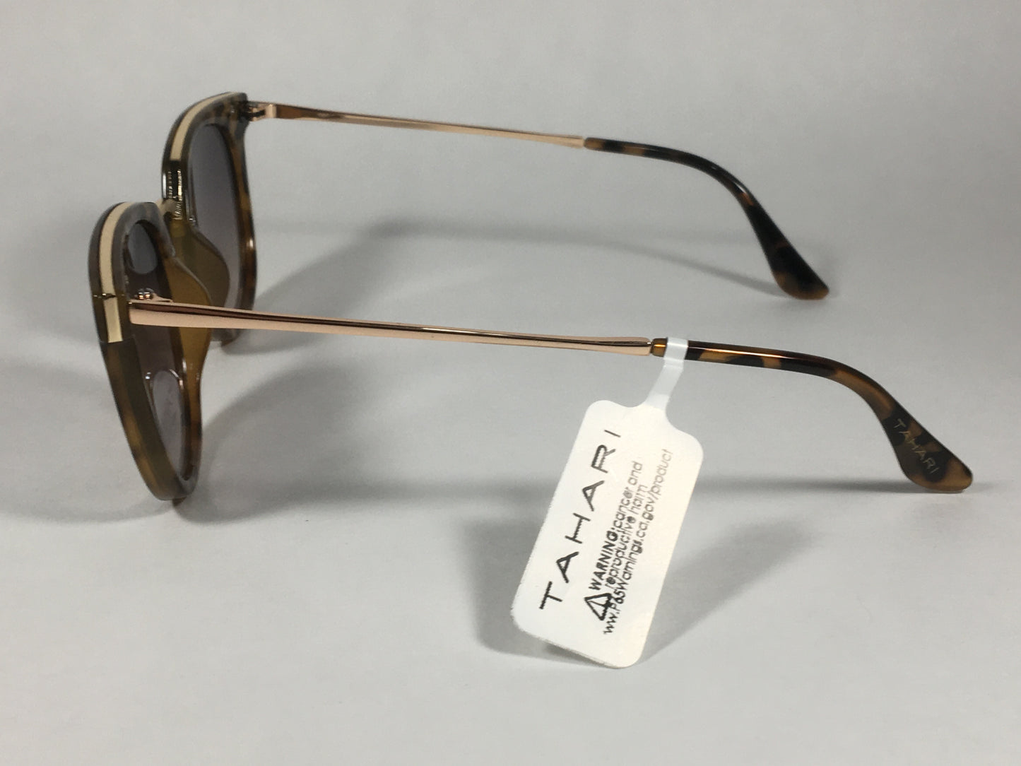 Tahari Round Sunglasses Brown Tortoise Gold Frame Gray Gradient Lens TH713 TS - Sunglasses