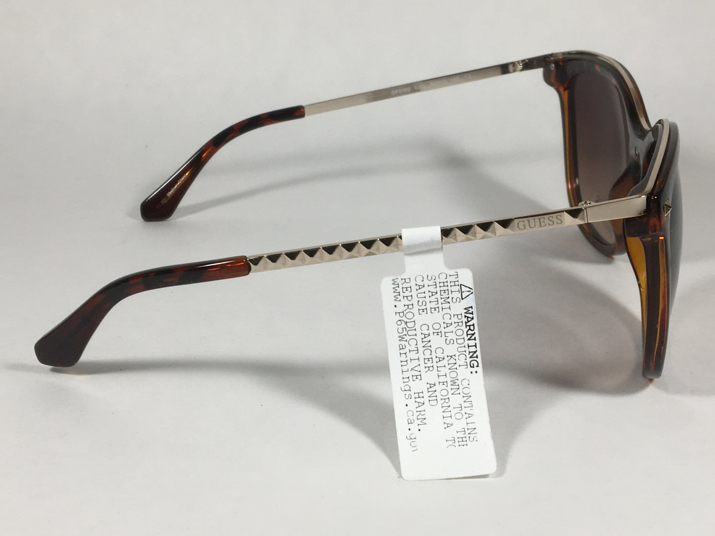 Guess Oversized Designer Sunglasses Brown Tortoise Gold Frame Brown Lens GF0302 52G - Sunglasses
