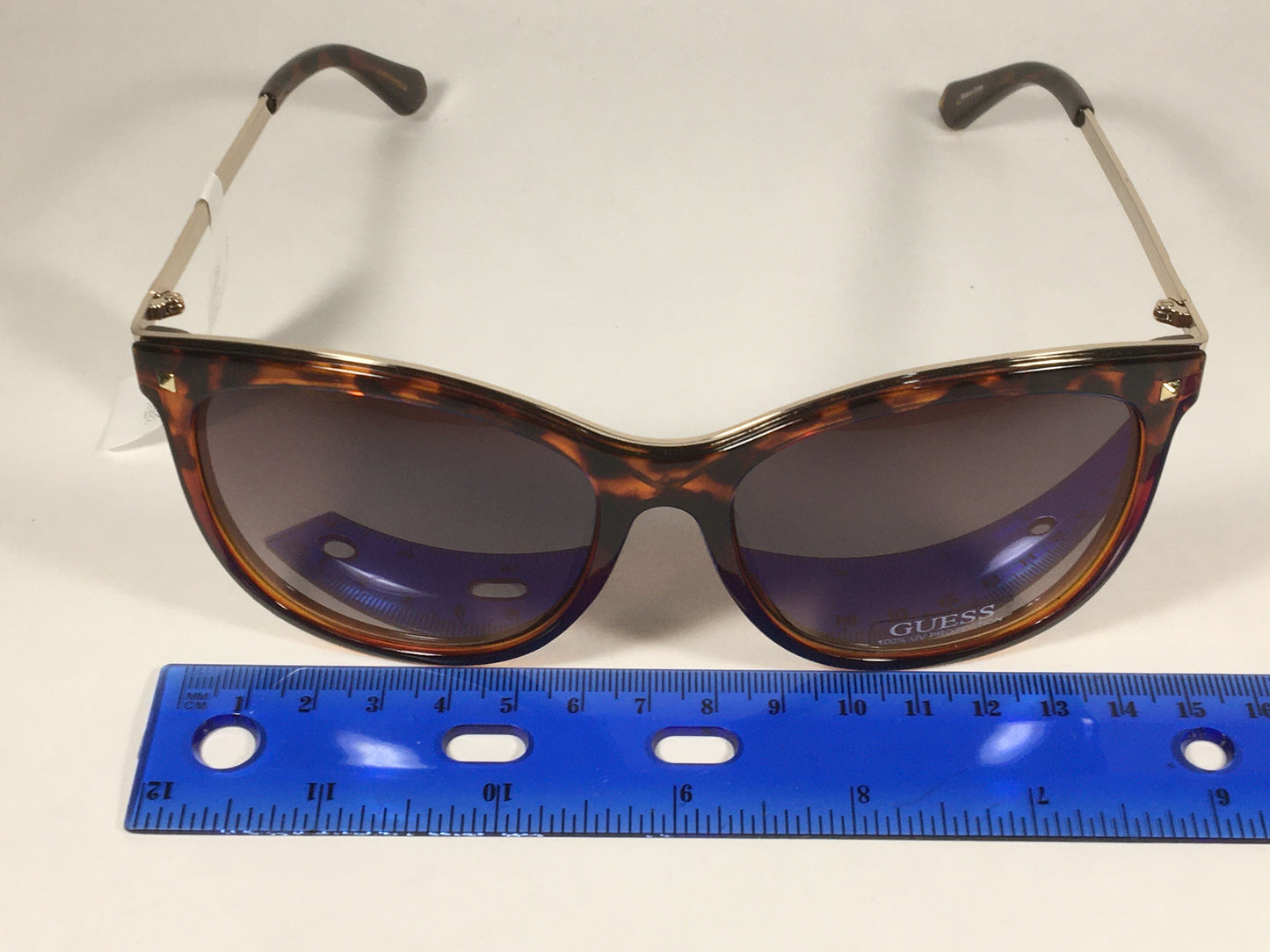 Guess Oversized Designer Sunglasses Brown Tortoise Gold Frame Brown Lens GF0302 52G - Sunglasses