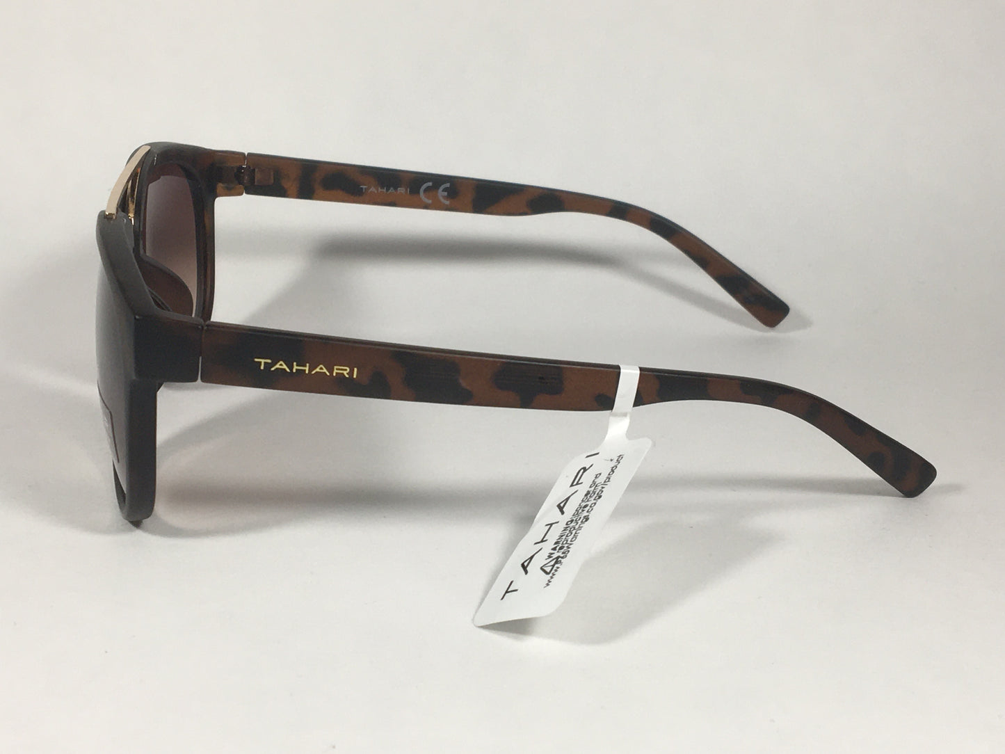 Tahari Brow Bar Designer Sunglasses Tortoise Brown Gold Brown Gradient Lens TH559 TS - Sunglasses