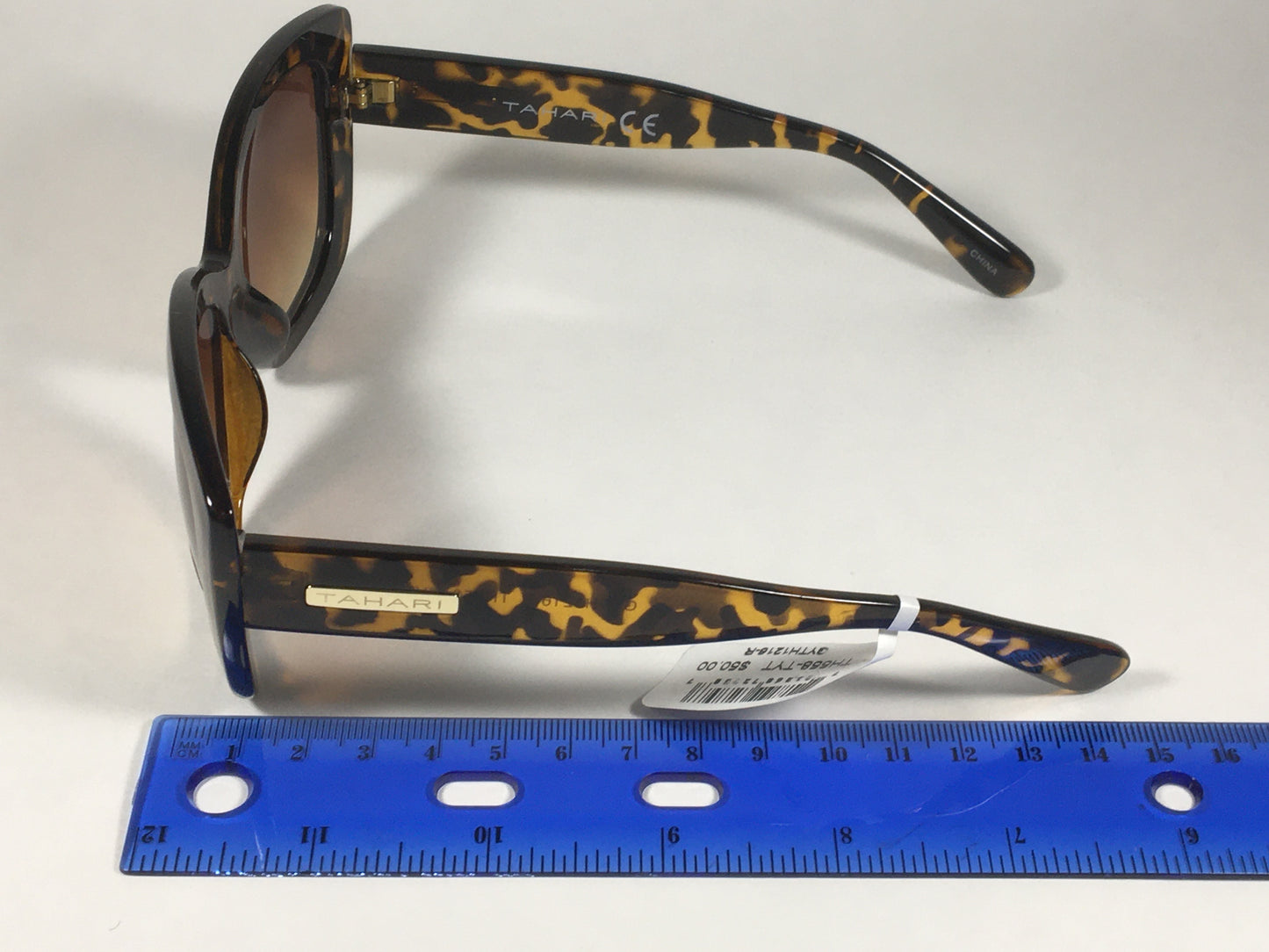 Tahari Large Cat Eye Sunglasses Brown Yellow Tortoise Frame Brown Gradient Lens TH558 TYT - Sunglasses