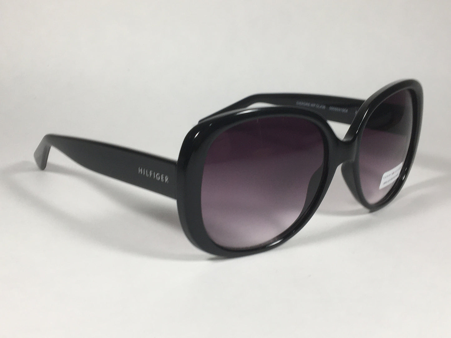 Tommy Hilfiger Dierdre Large Oval Sunglasses Shiny Black Frame Gray Gradient Lens DIERDRE WP OL436 - Sunglasses