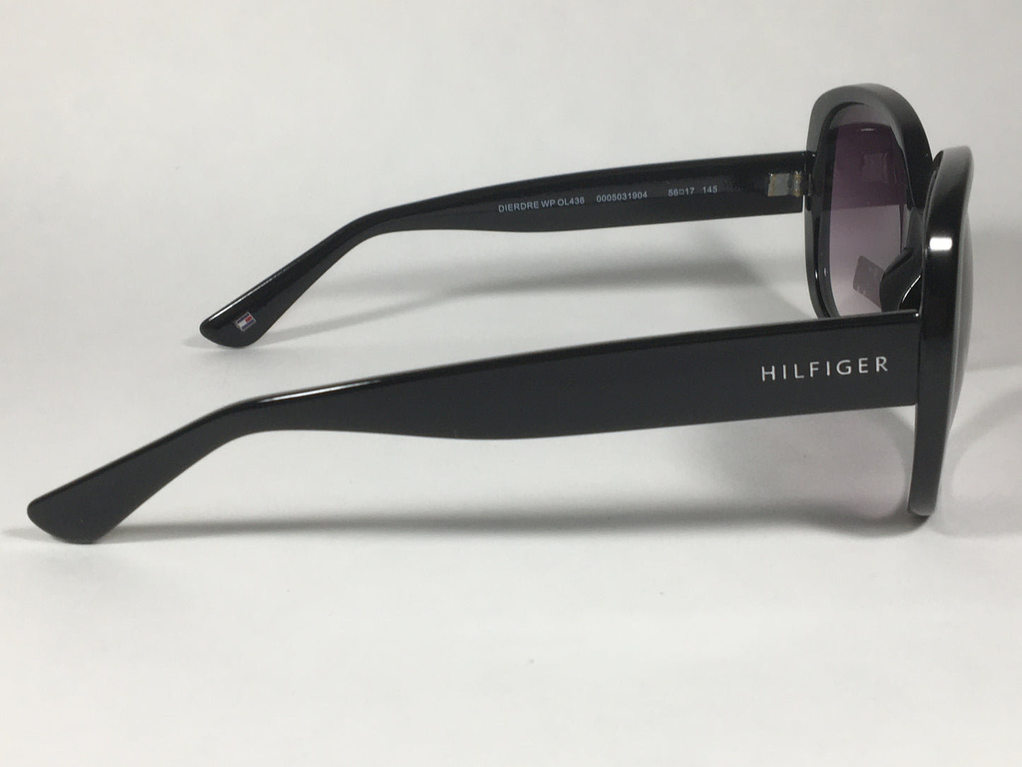 Tommy Hilfiger Dierdre Large Oval Sunglasses Shiny Black Frame Gray Gradient Lens DIERDRE WP OL436 - Sunglasses