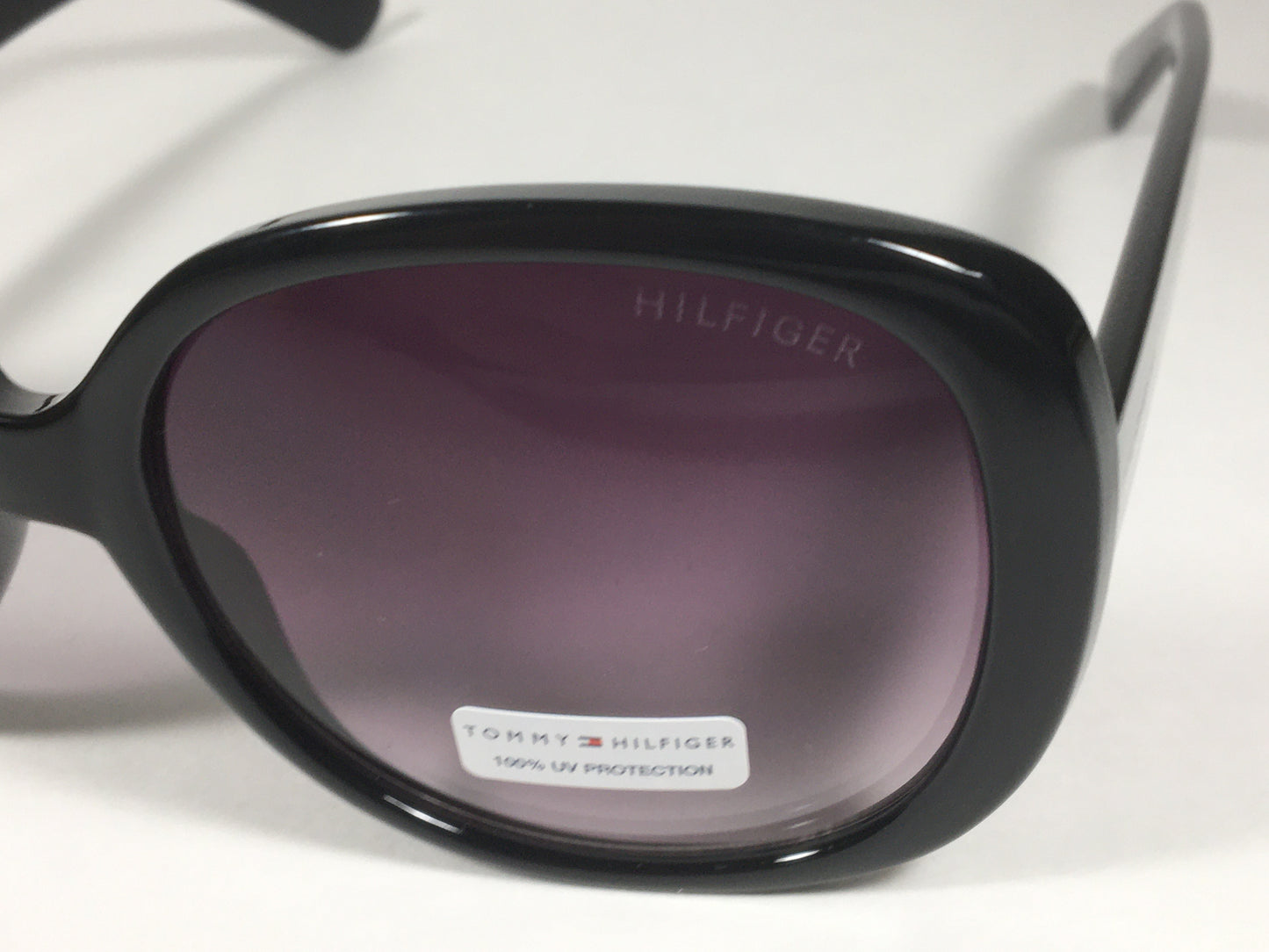 Tommy Hilfiger Dierdre Large Oval Sunglasses Shiny Black Frame Gray Gradient Lens DIERDRE WP OL436 - Sunglasses