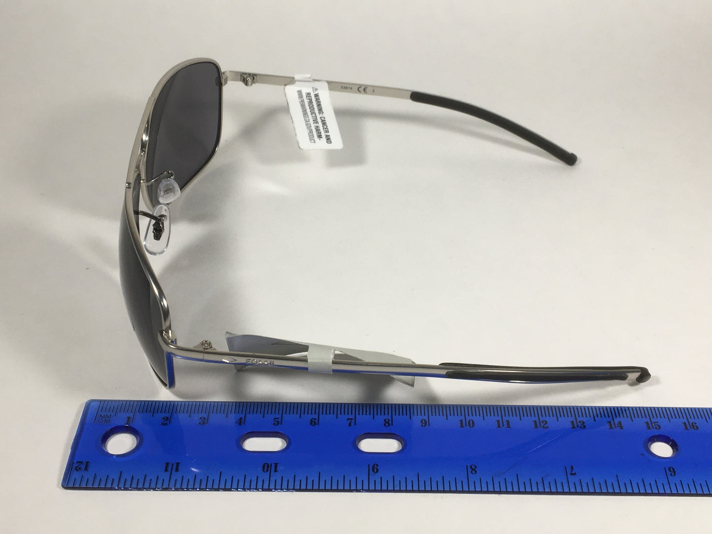 Fossil FM32 Navigator Rectangular Sunglasses Silver Frame Gray Lens - Sunglasses