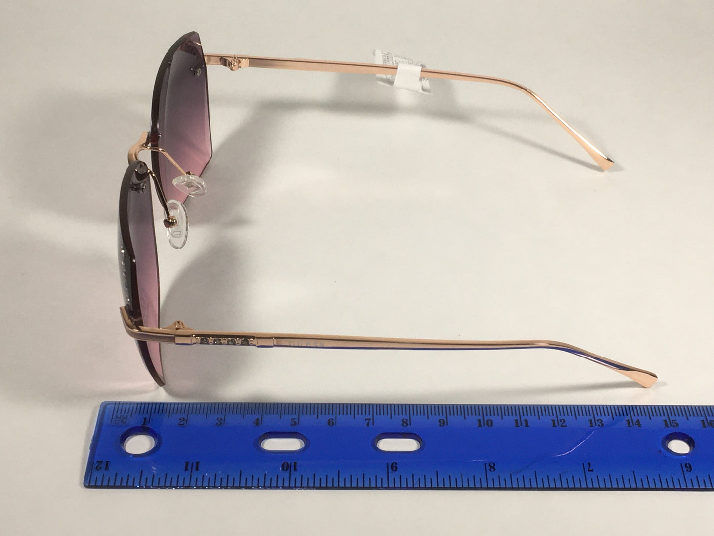 Guess Rimless Butterfly Sunglasses Rose Gold Metal Frame Pink Gradient Lens GF0384 28T - Sunglasses