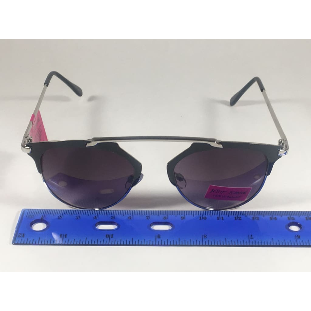 Betsey Johnson Womens Brow Sunglasses Silver Black Gray Gradient Retro Bj475114 - Sunglasses