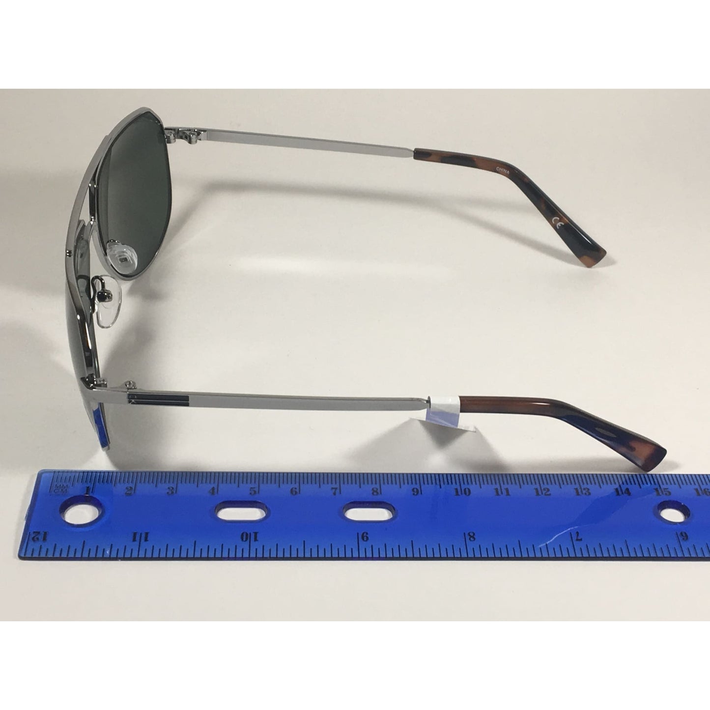 Calvin Klein R161S 033 Aviator Pilot Sunglasses Silver Gray Green Lens - Sunglasses