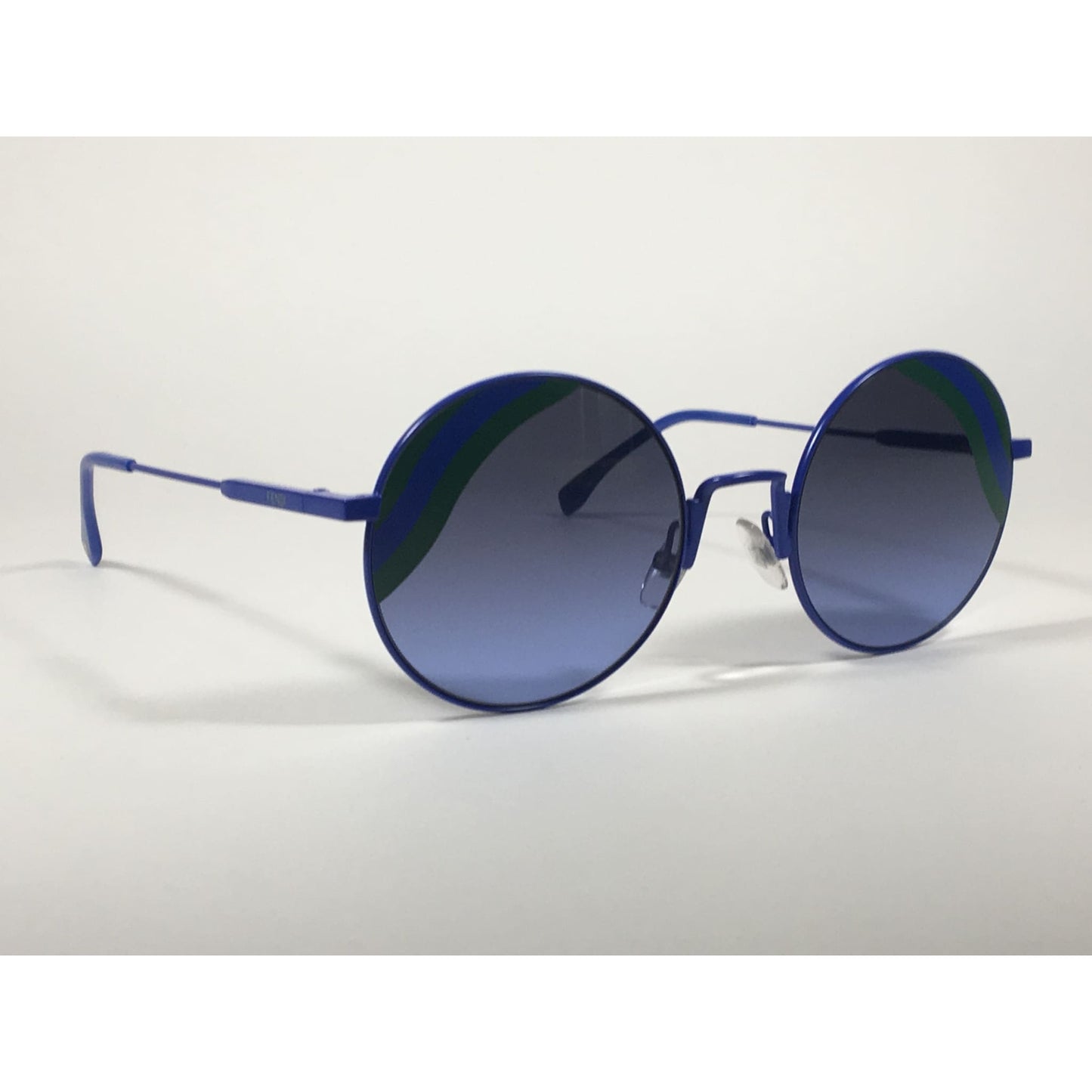 Fendi Round Sunglasses Blue Green Metal Frame Gray Smoke Lens FF0248/S PJP BLUE - Sunglasses