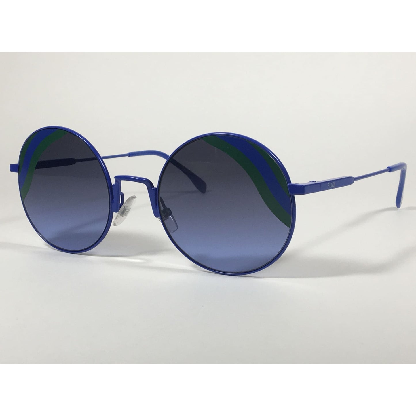 Fendi Round Sunglasses Blue Green Metal Frame Gray Smoke Lens FF0248/S PJP BLUE - Sunglasses
