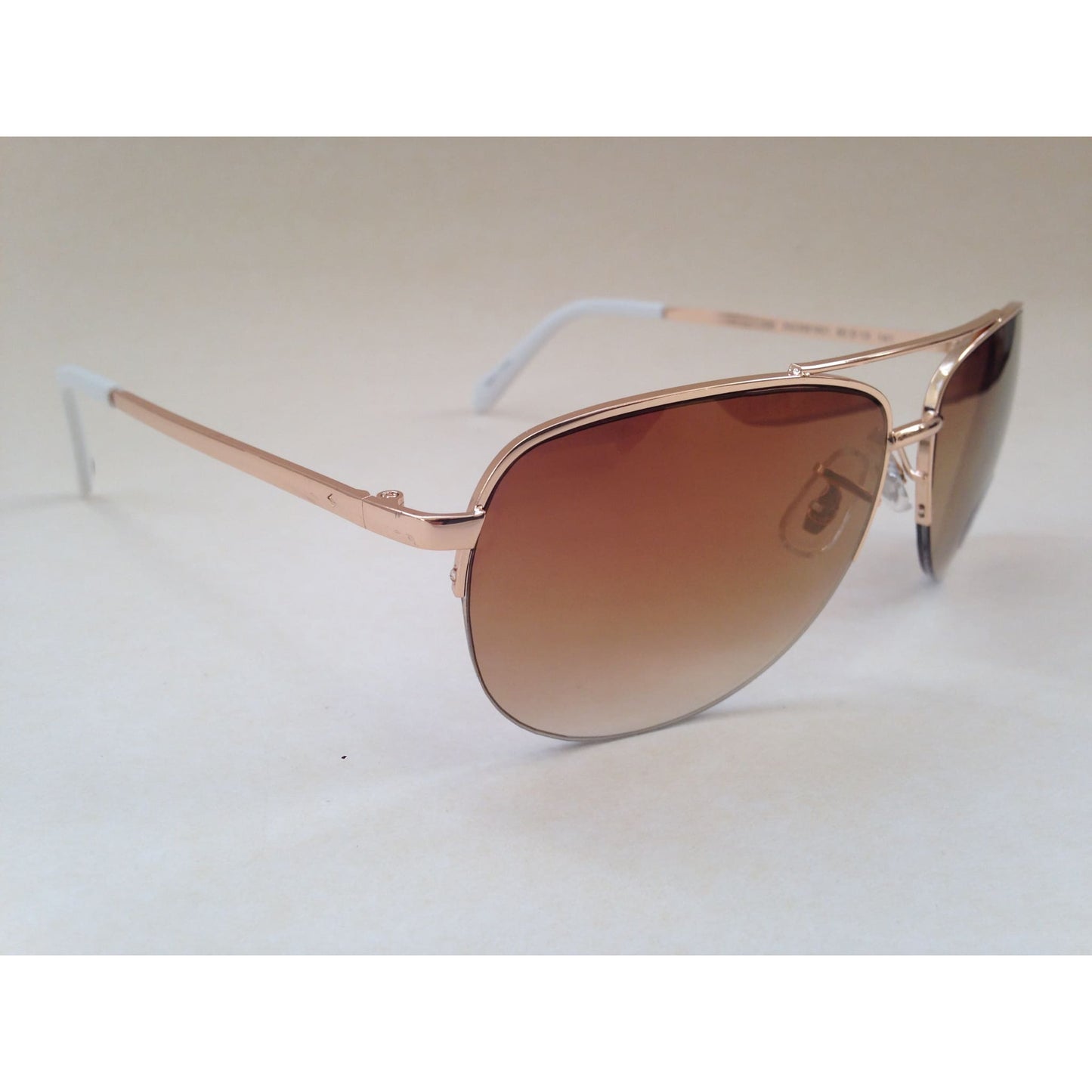 Fossil Aviator Sunglasses Semi Rim Gold Frame Yellow Brown Gradient Mirror Lens FW5 - Sunglasses