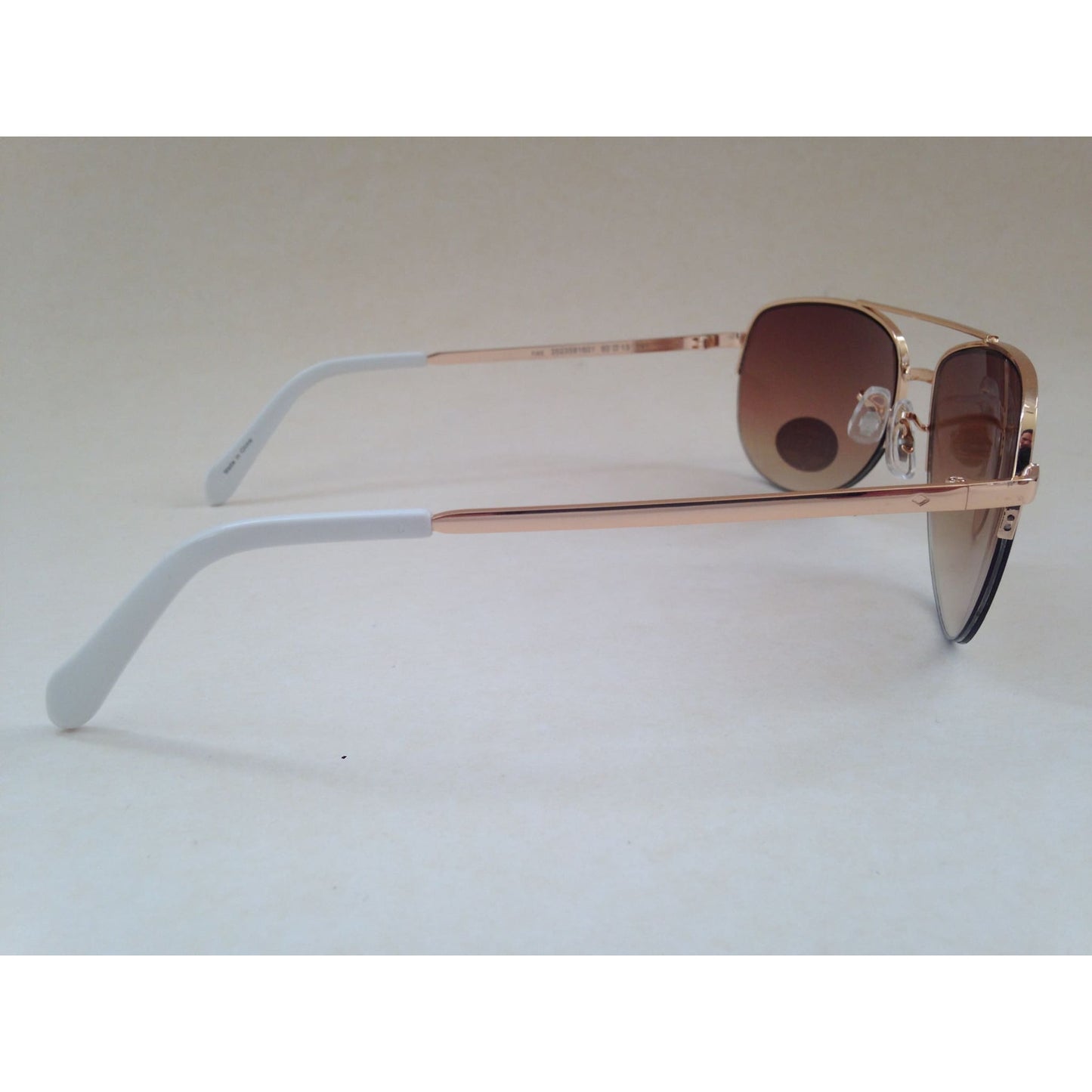 Fossil Aviator Sunglasses Semi Rim Gold Frame Yellow Brown Gradient Mirror Lens FW5 - Sunglasses