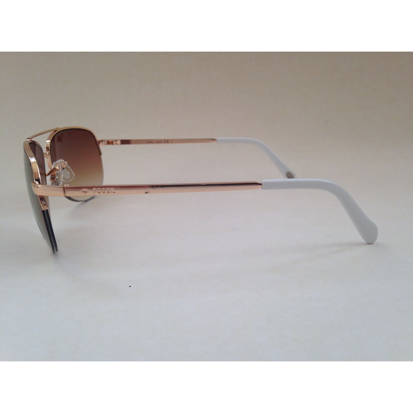 Fossil Aviator Sunglasses Semi Rim Gold Frame Yellow Brown Gradient Mirror Lens FW5 - Sunglasses