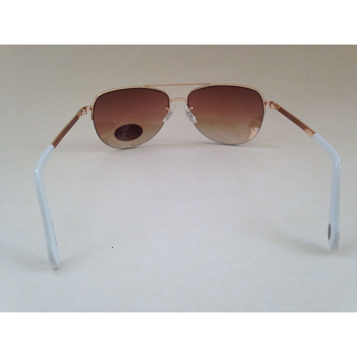 Fossil Aviator Sunglasses Semi Rim Gold Frame Yellow Brown Gradient Mirror Lens FW5 - Sunglasses