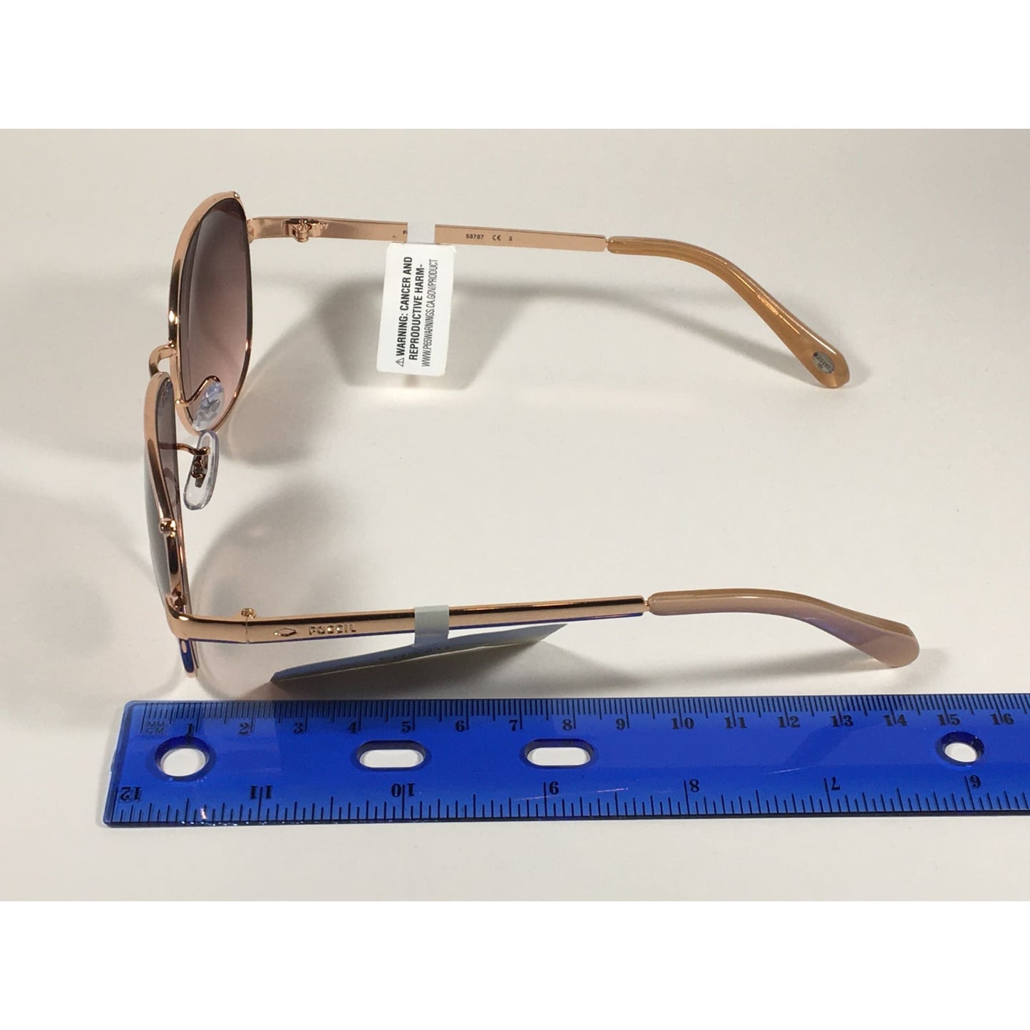 Fossil FW107 Aviator Sunglasses Rose Gold Metal Frame Brown Pink Gradient Lens - Sunglasses