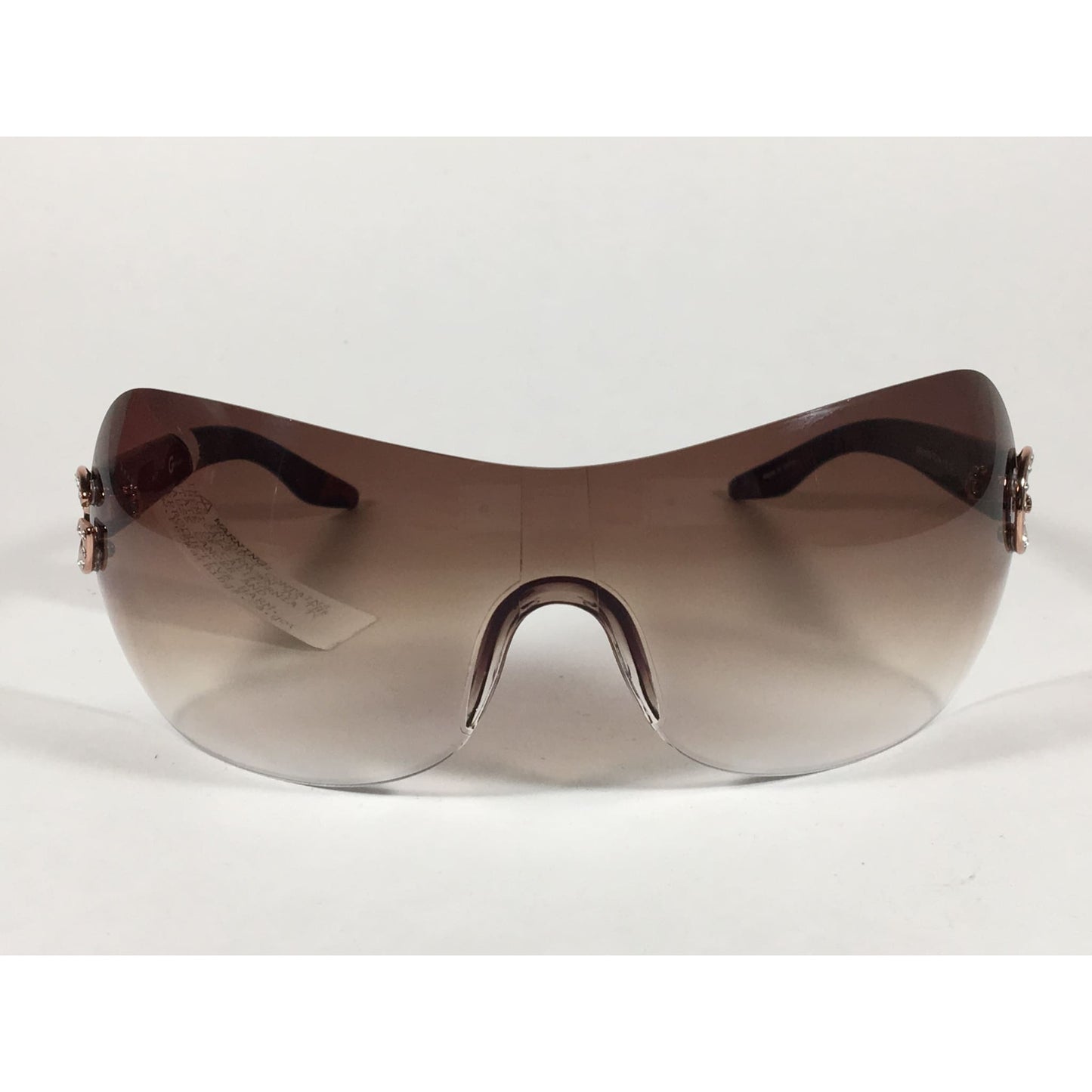G By Guess Shield Sunglasses Brown Tortoise Gradient Lens Rhinestone Temples Ggu1020 To-34 - Sunglasses