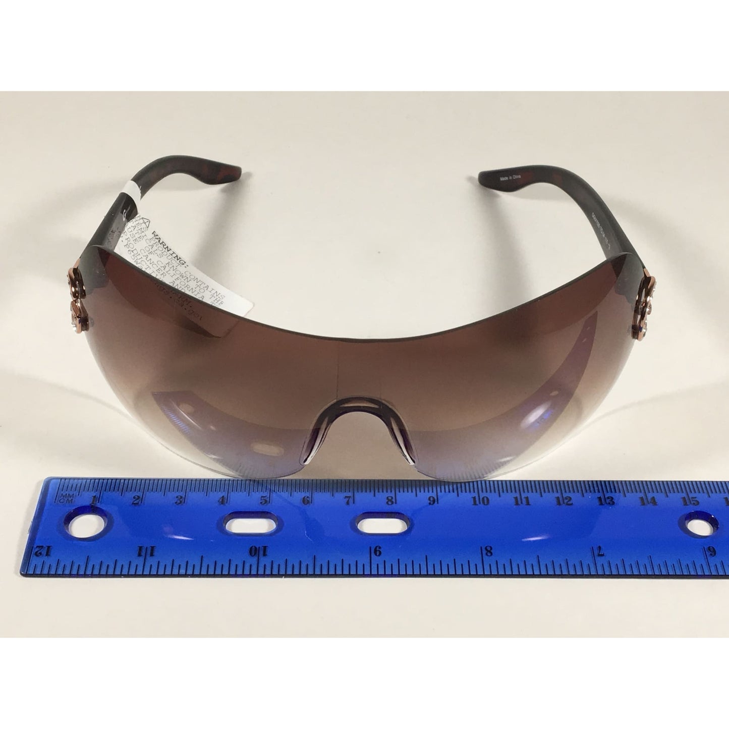 G By Guess Shield Sunglasses Brown Tortoise Gradient Lens Rhinestone Temples Ggu1020 To-34 - Sunglasses