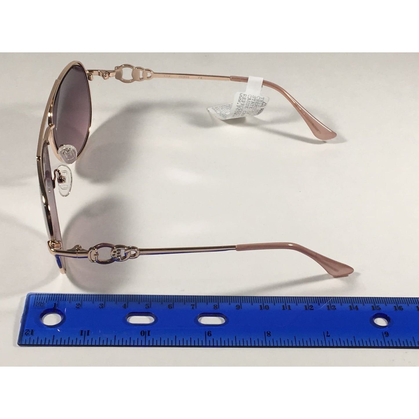 Guess Aviator Pilot Sunglasses Nude Peach Rose Gold Metal Semi Mirror Lens GF0344 28U - Sunglasses