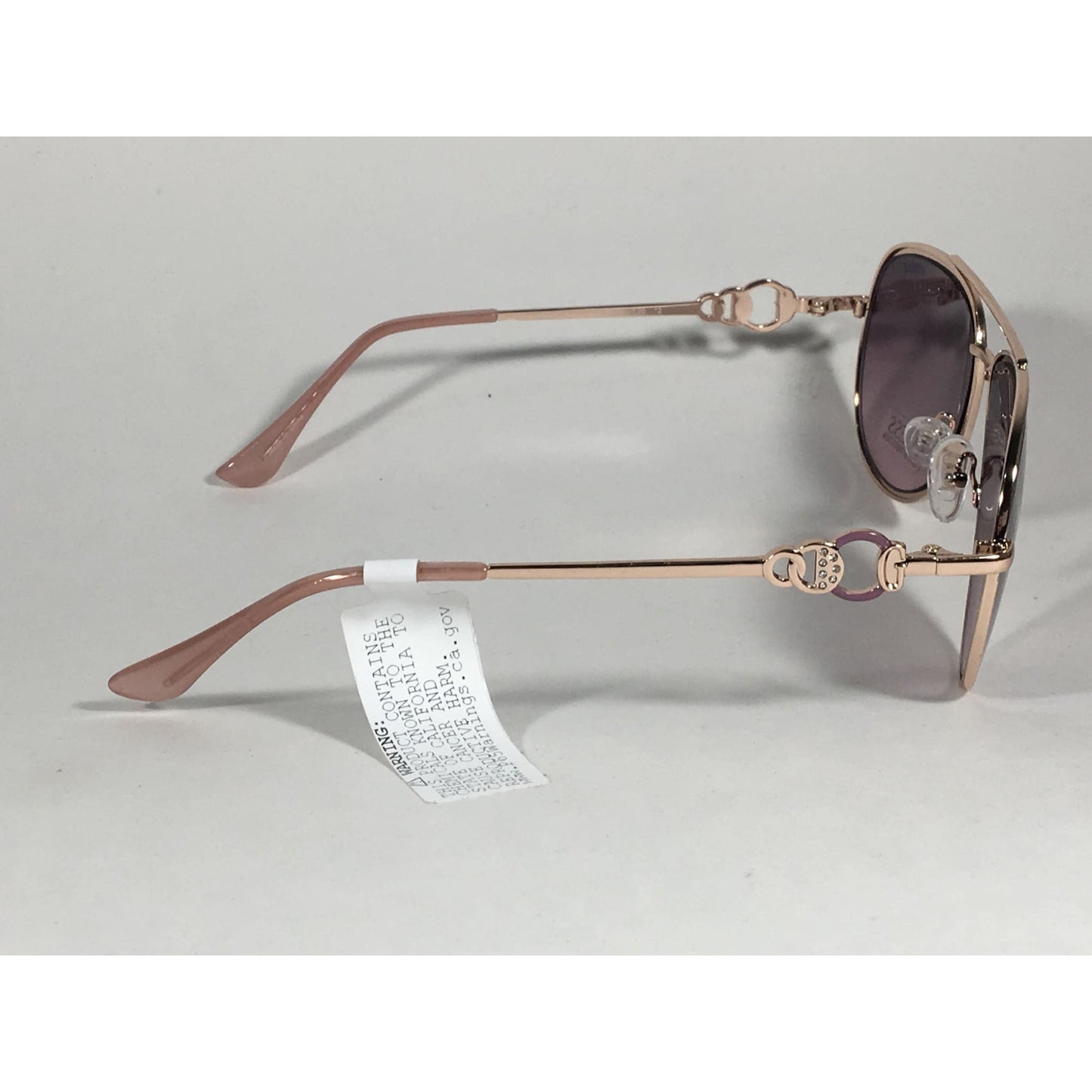 Guess Aviator Pilot Sunglasses Nude Peach Rose Gold Metal Semi Mirror Lens GF0344 28U - Sunglasses