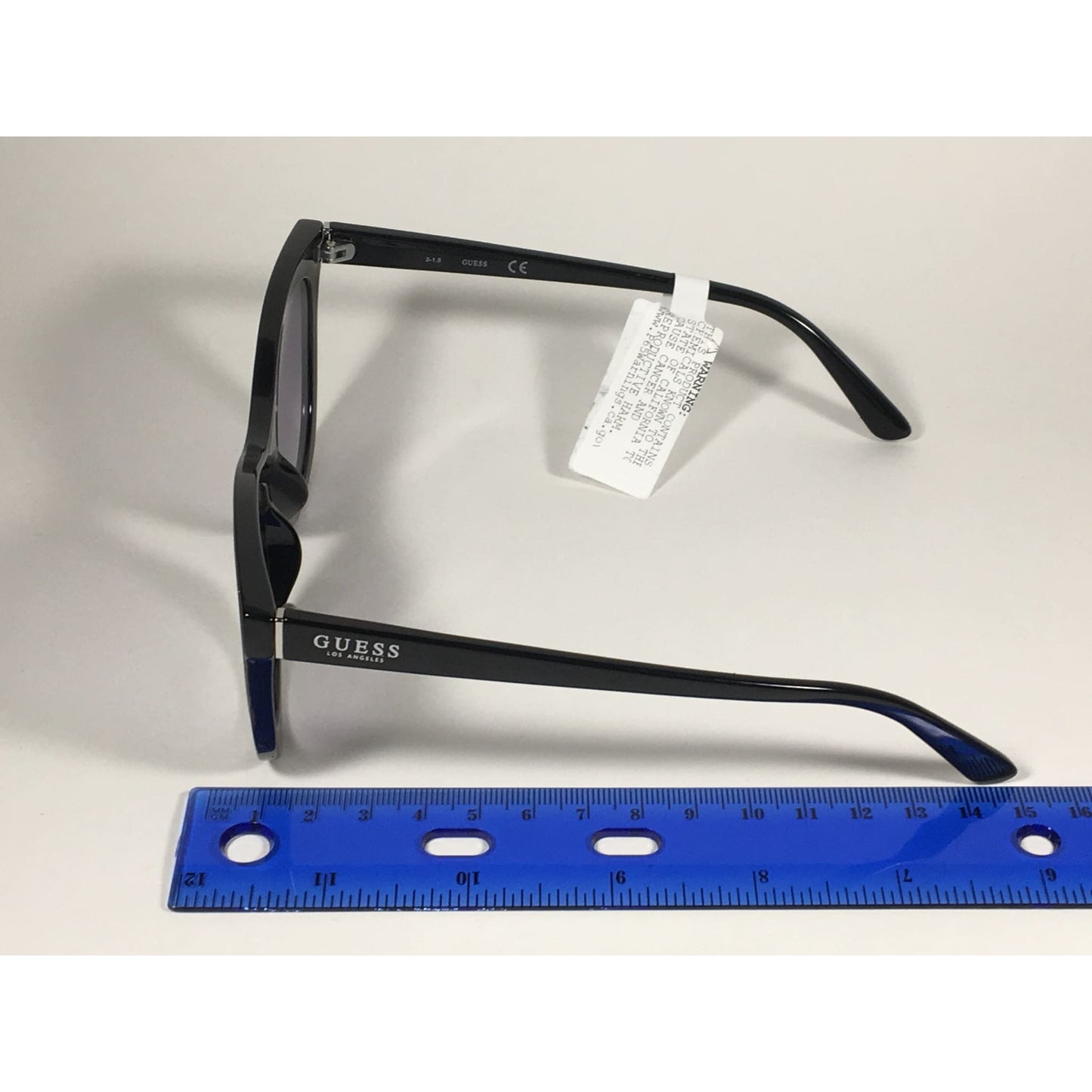 Guess Cat Eye Sunglasses Black Frame Black Glitter With Gray Purple Smoke Lens GF0358 01B - Sunglasses