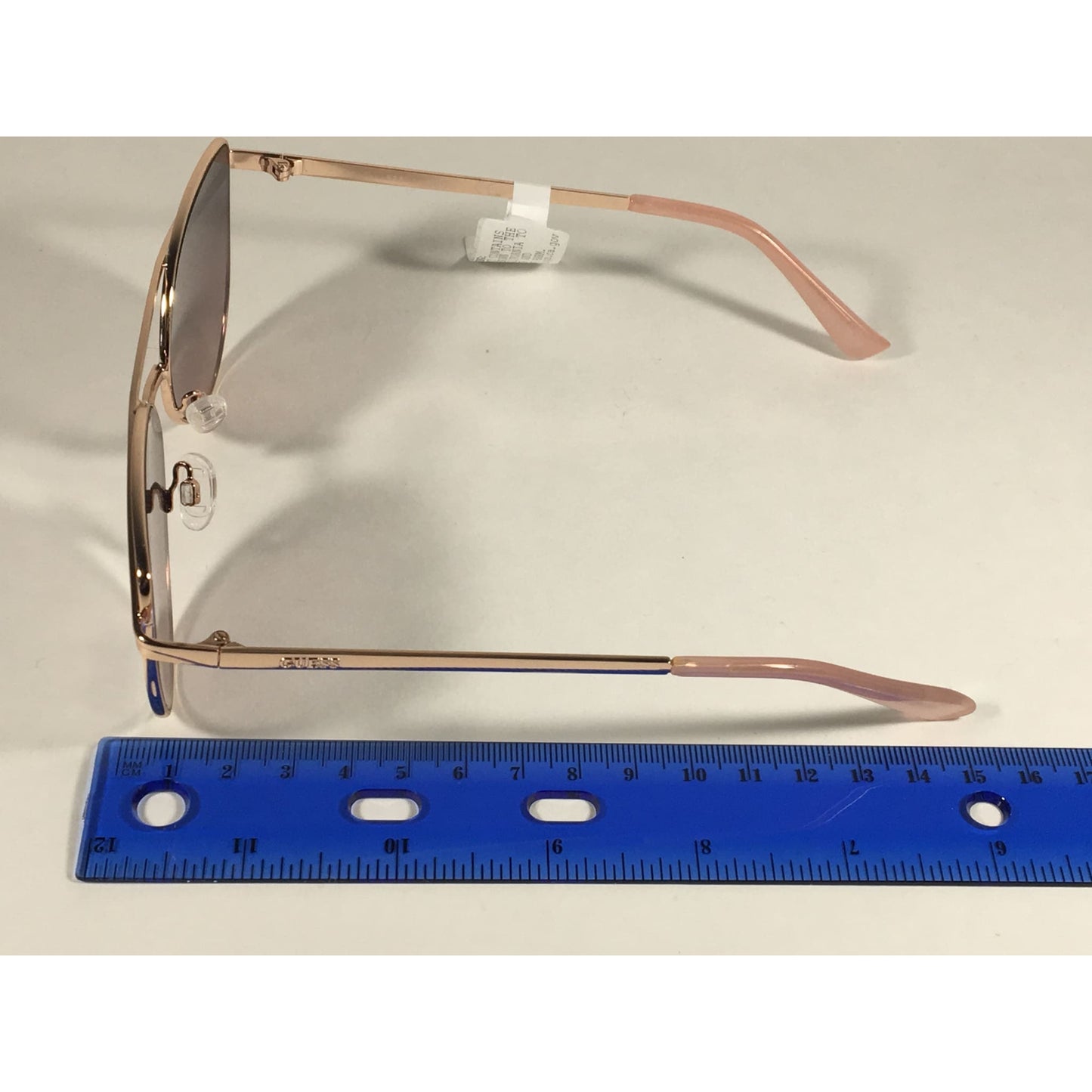 Guess Cat Eye Sunglasses Nude Peach Rose Gold Metal Silver Mirror Lens GF0332 28T - Sunglasses