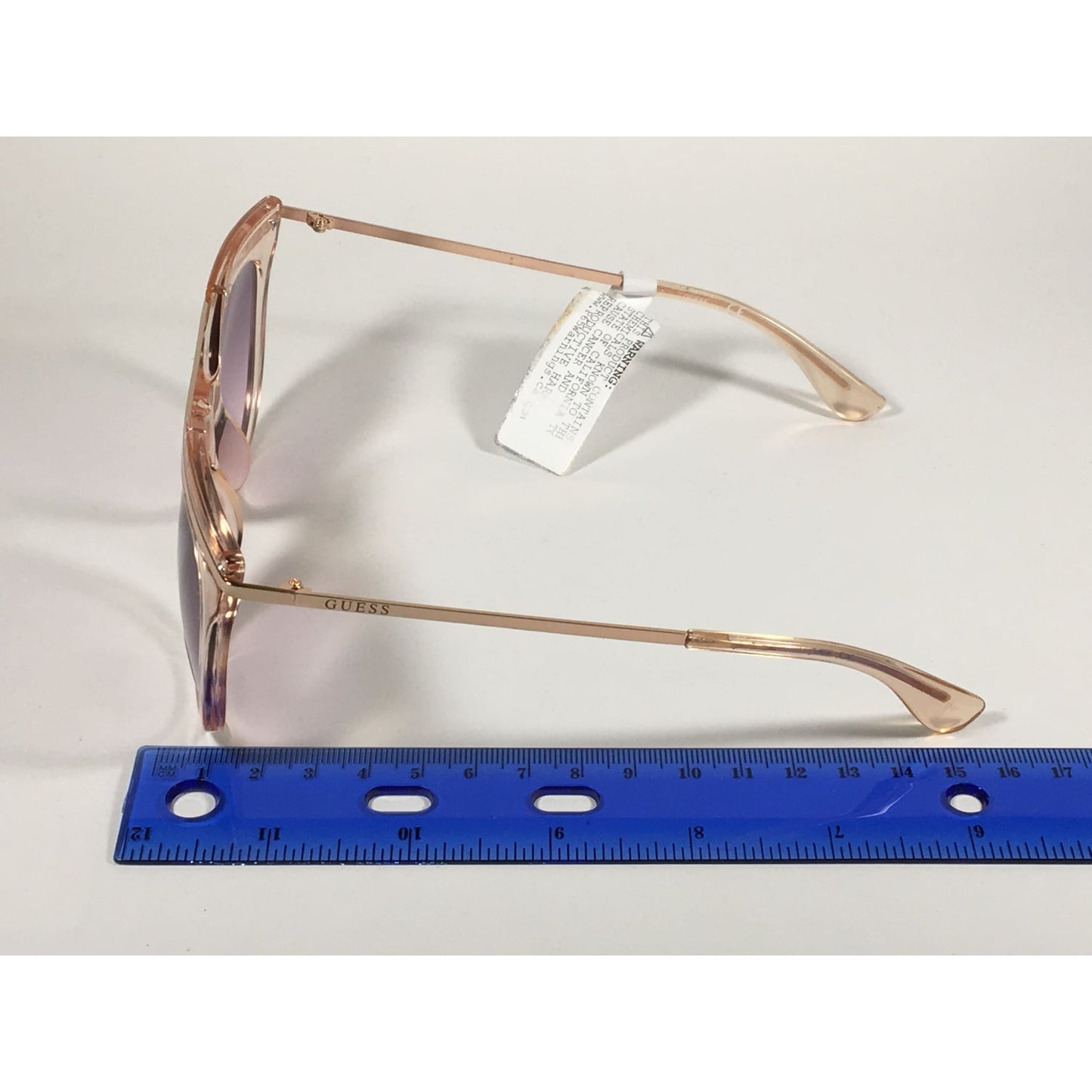 Guess Cat Eye Sunglasses Pink Crystal Rose Gold Metal Pink Gradient Lens GF0334 72U - Sunglasses