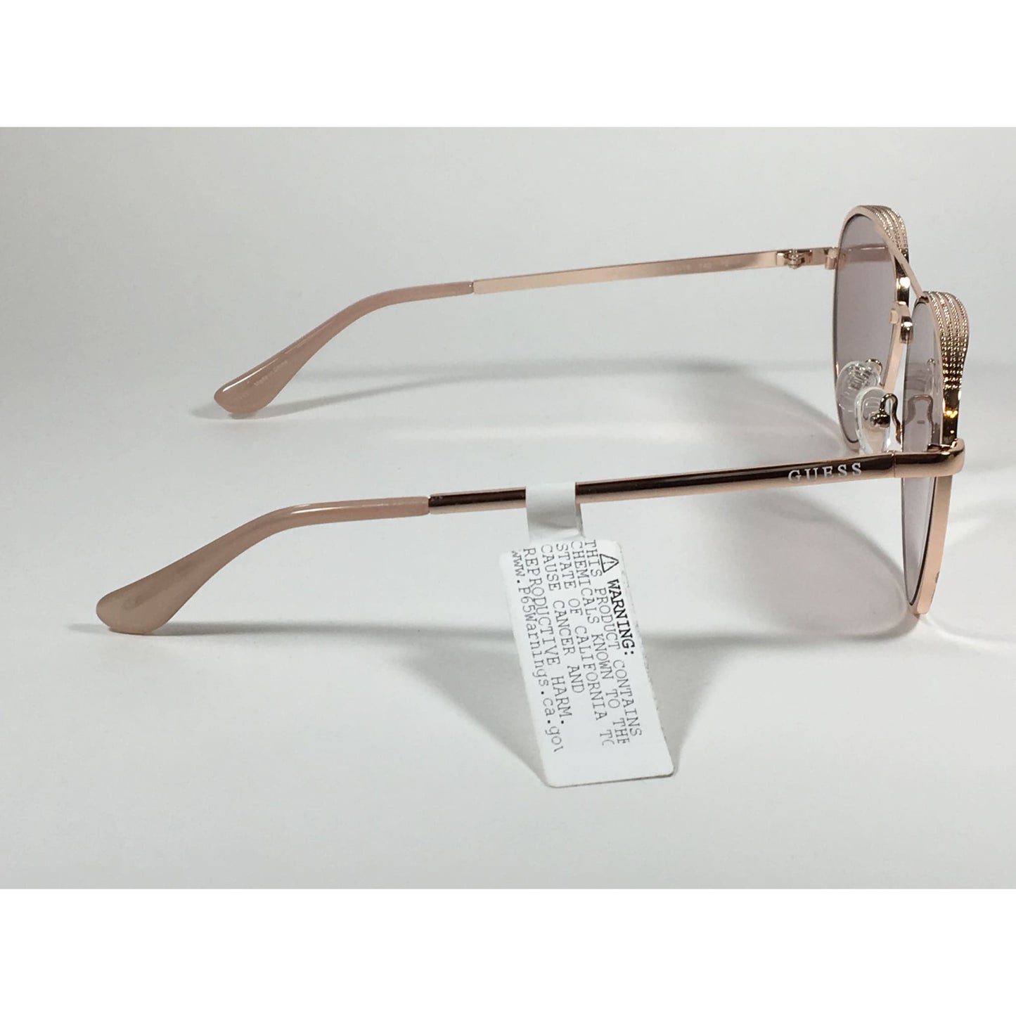 Guess Heavy Aviator Sunglasses Rose Gold Metal Frame Silver Mirror Flash Lens GF0350 28U - Sunglasses