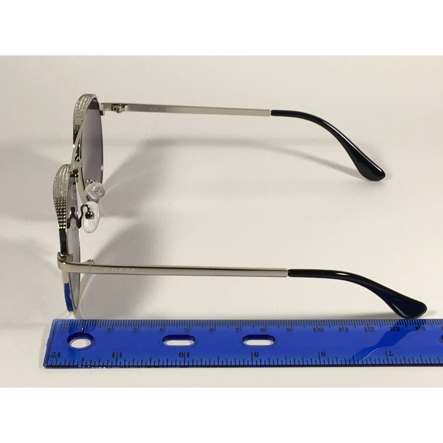 Guess Heavy Aviator Sunglasses Silver Metal Frame Gray Smoke Gradient Lens GF0350 10B - Sunglasses