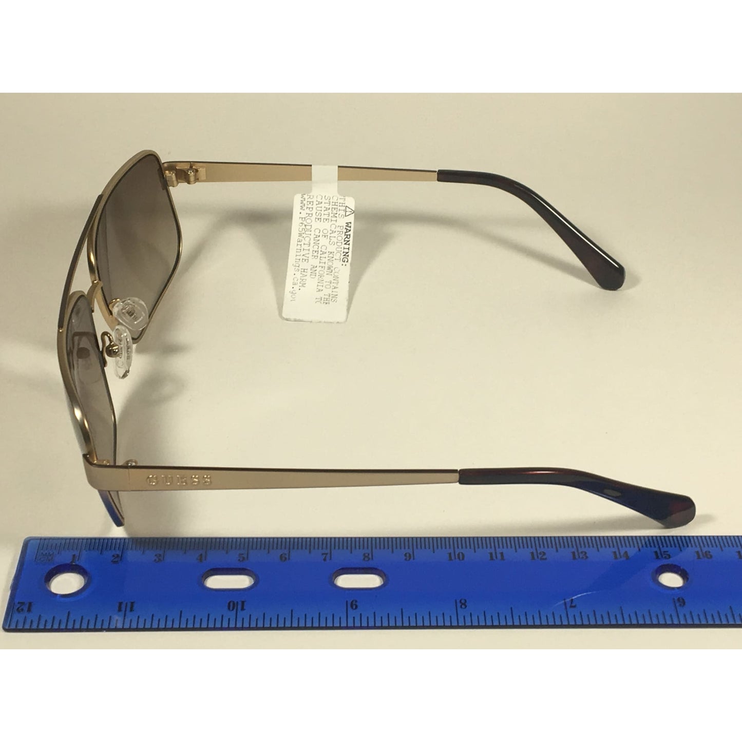 Guess Rectangle GU6931 32N Sunglasses Matte Gold Metal Frame Brown Gradient Lens - Sunglasses