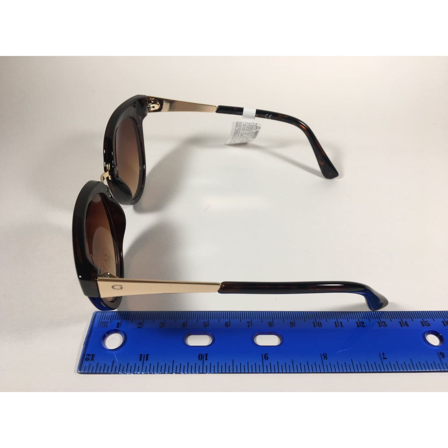 Guess Round Cat Eye Sunglasses Gold Dark Brown Tortoise Brown Gradient Lens GF0309 52F - Sunglasses